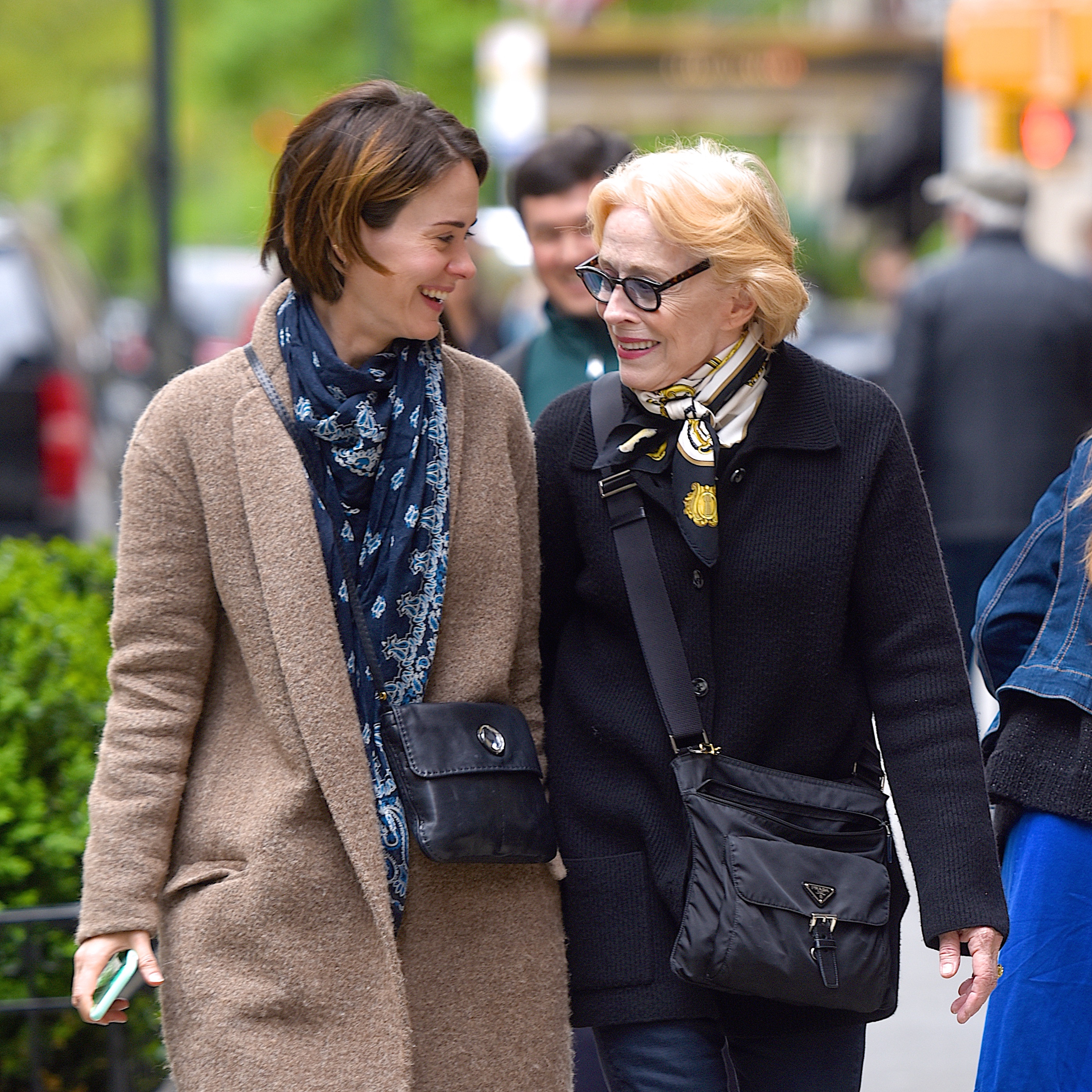 Sarah Paulson and Holland Taylor walk together in Manhattan on April 30, 2017. Taylor has spoken about their 34-year age difference and the interests they share despite belonging to different generations. | Source: Getty Images
