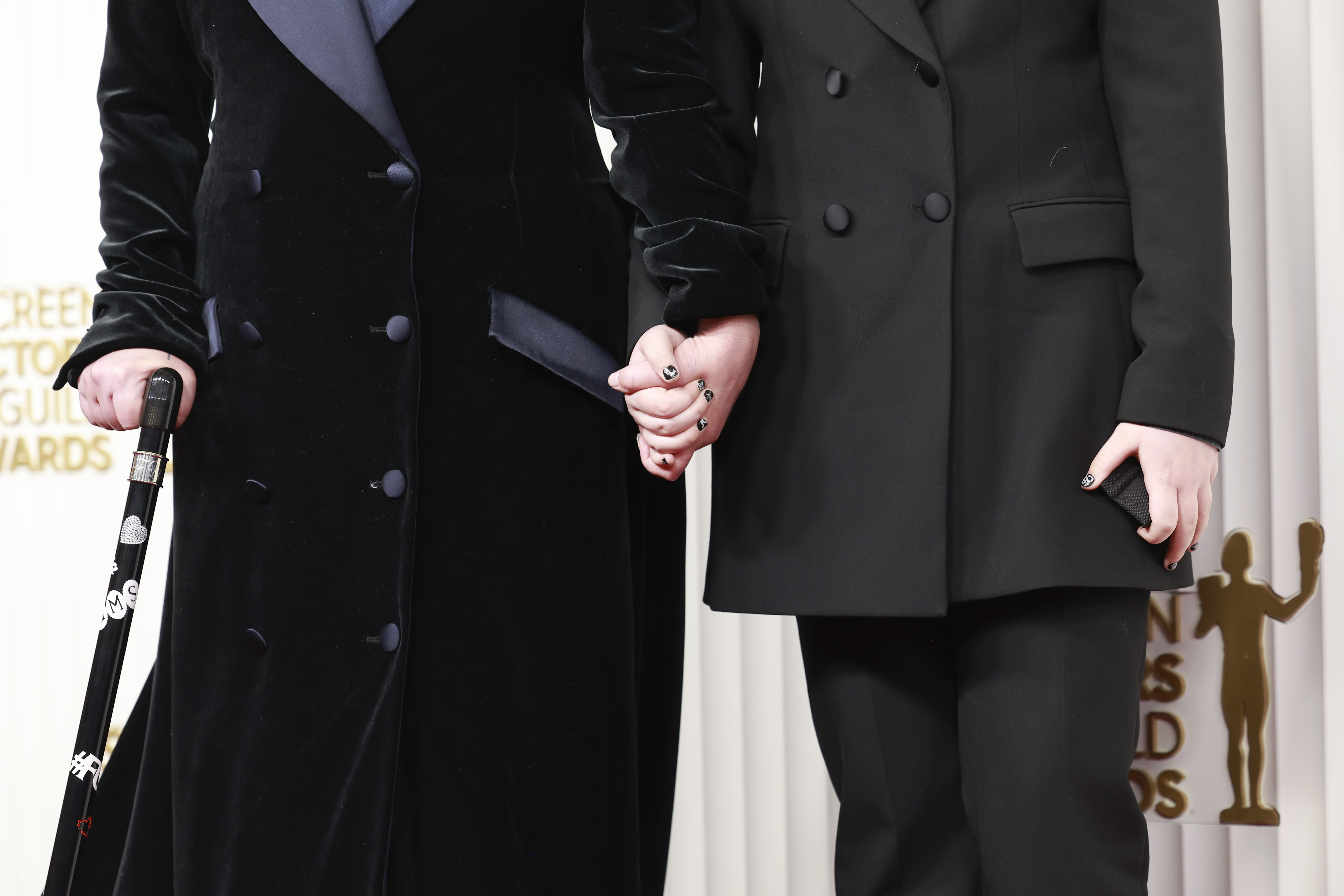 A close-up of Christina Applegate and Sadie Grace LeNoble holding hands. | Source: Getty Images