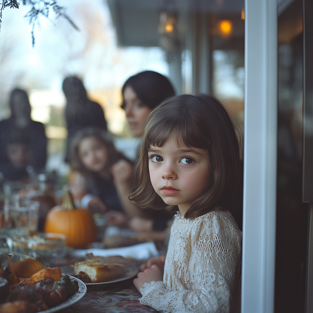 A little girl looking outside | Source: Midjourney