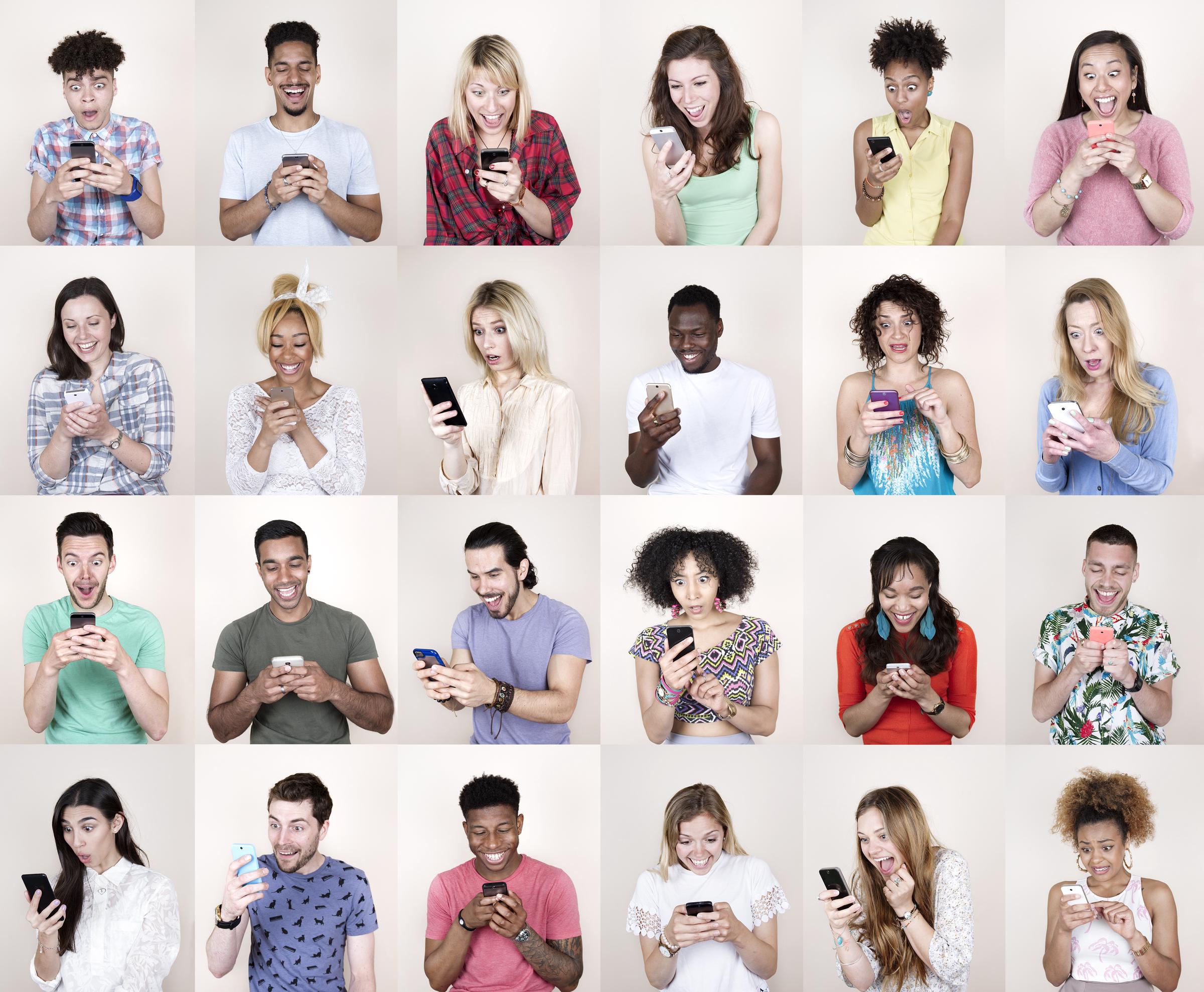 A collage of people using their phones | Source: Getty Images