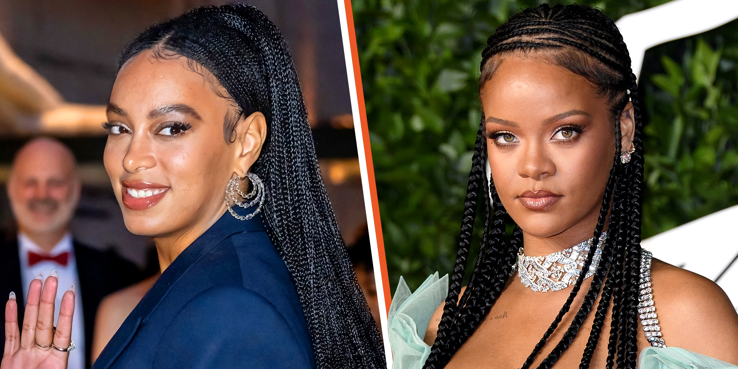 Solange Knowles with Fulani braids | Rihanna with Fulani braids | Source: Getty Images