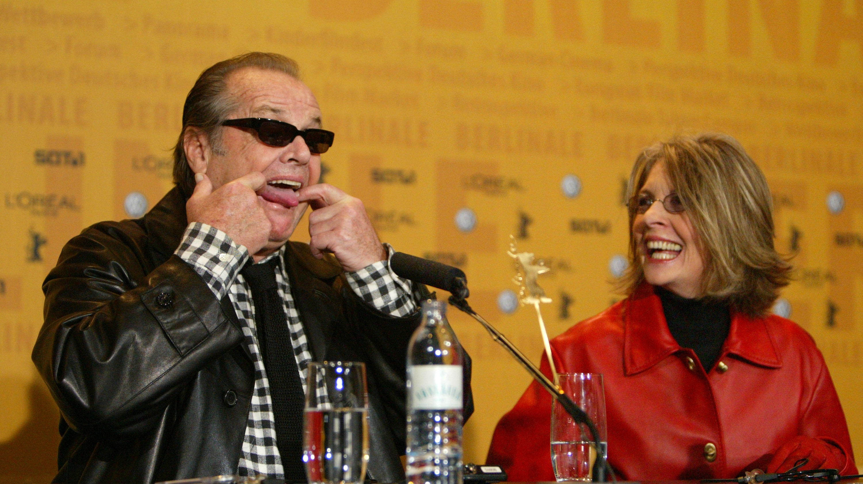 Jack Nicholson and Diane Keaton attend the news conference to "Something's Gotta Give" at the 54th annual Berlinale International Film Festival on February 6, 2004