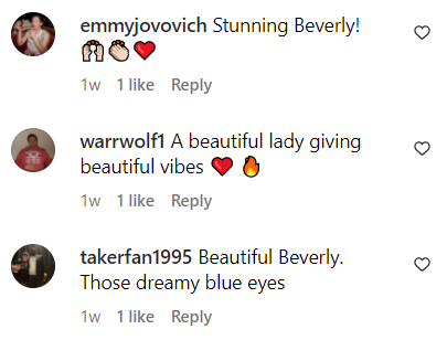 A comment left under a photo Beverly D'Angelo posted on Instagram in April 2023 | Source: instagram.com/officialbeverlydangelo/