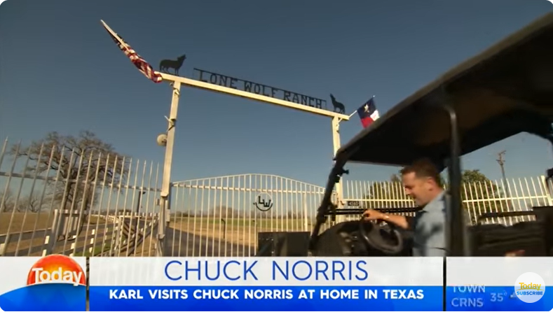 Chuck Norris' Texas ranch, from a video dated July 10, 2018 | Source: Youtube/@TodayShowAU