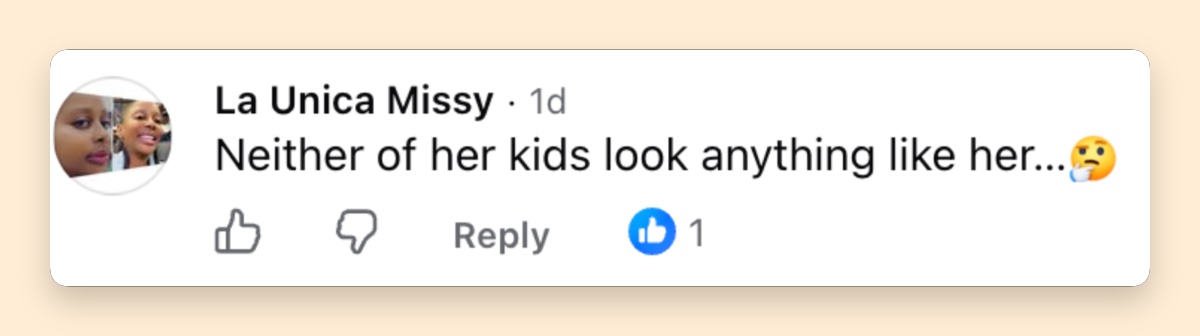 Another Facebook user went further, claiming that neither Nahla nor her younger brother Maceo resembles their famous mother. | Source: Facebook/Page Six