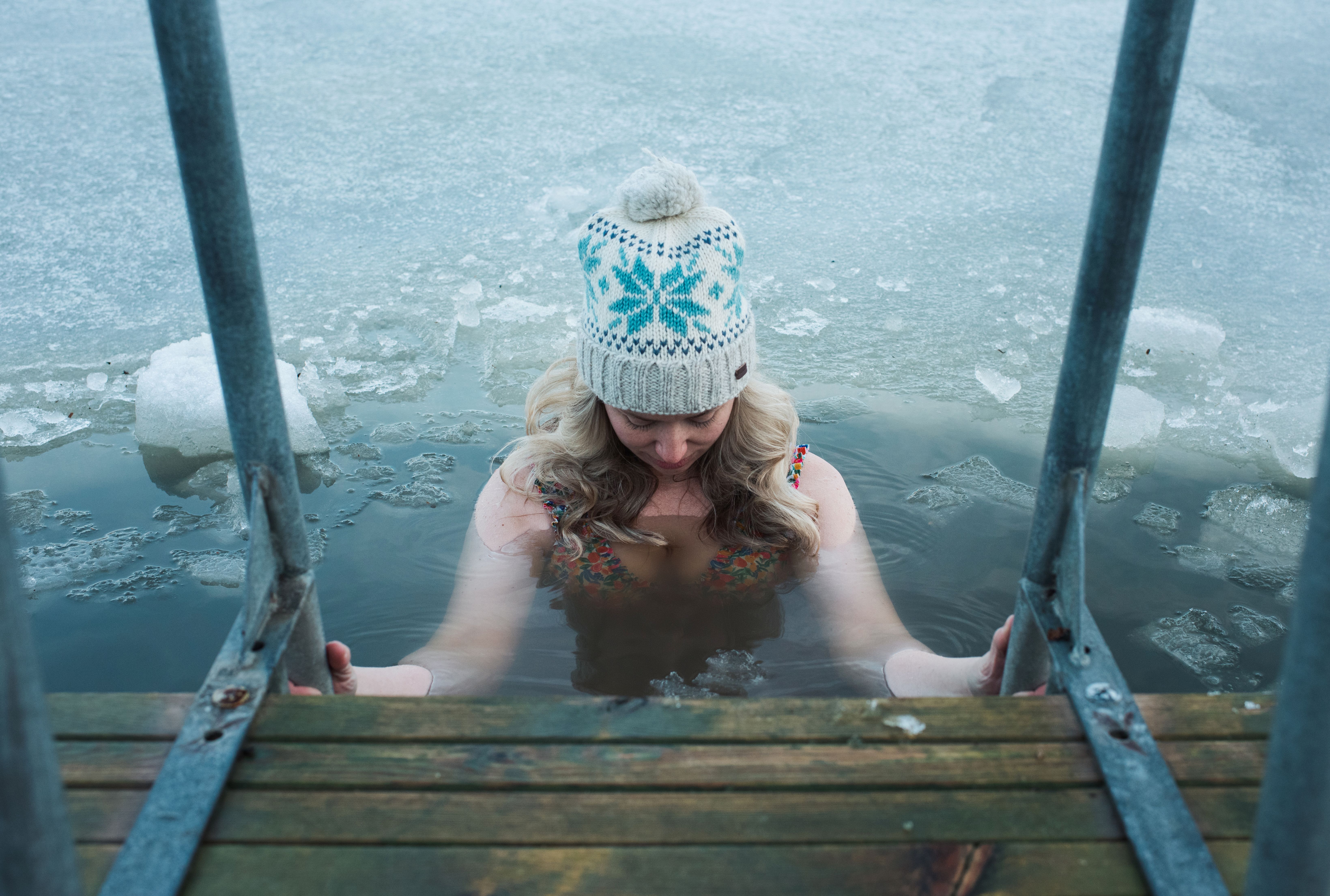 A woman swimming in the frozen Baltic sea | Source: Getty Images