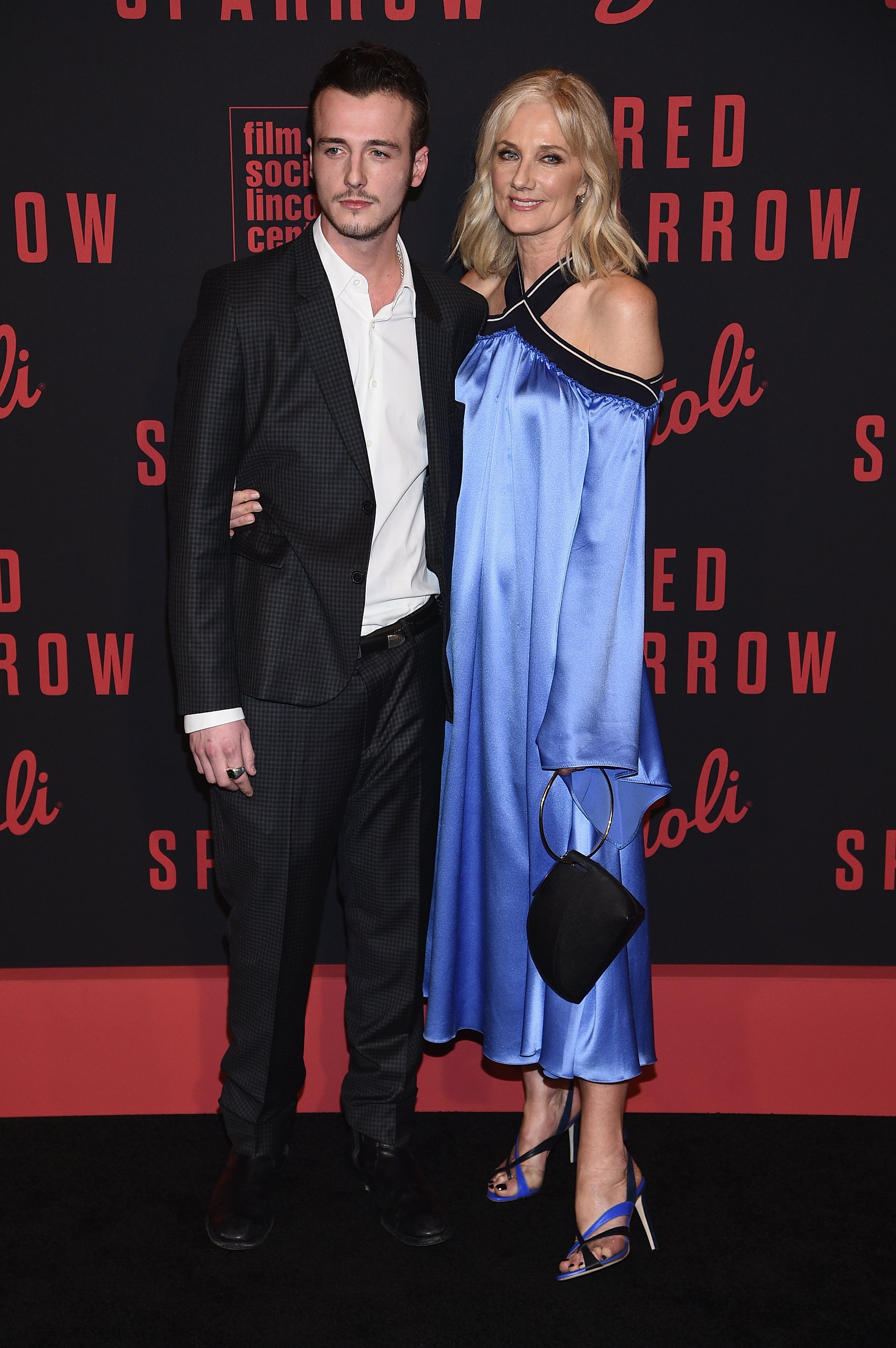 Micheál Richardson and with his aunt, Joely Richardson, at the New York premiere of "Red Sparrow" on February 26, 2018
