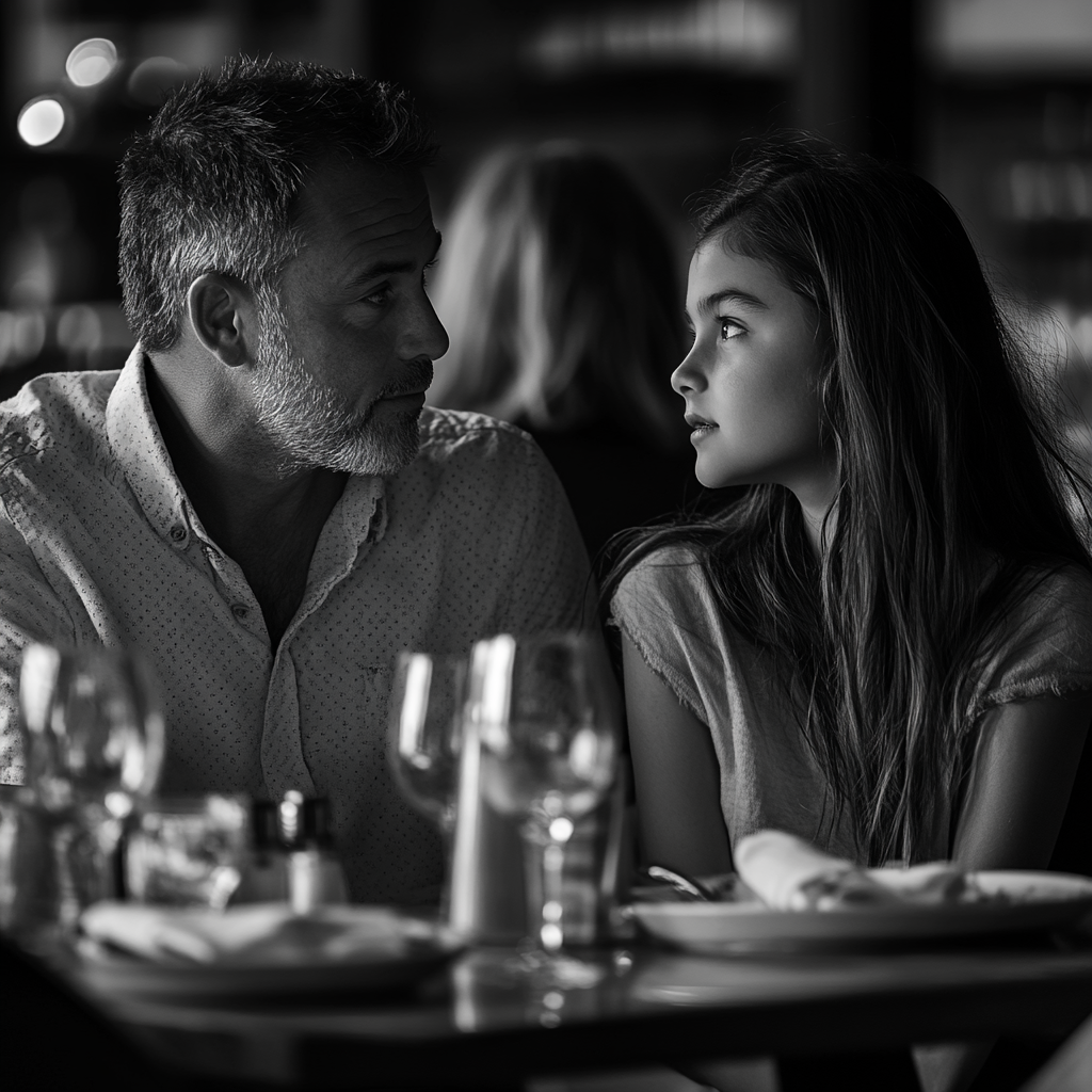 A man talking to his adolescent daughter | Source: Midjourney