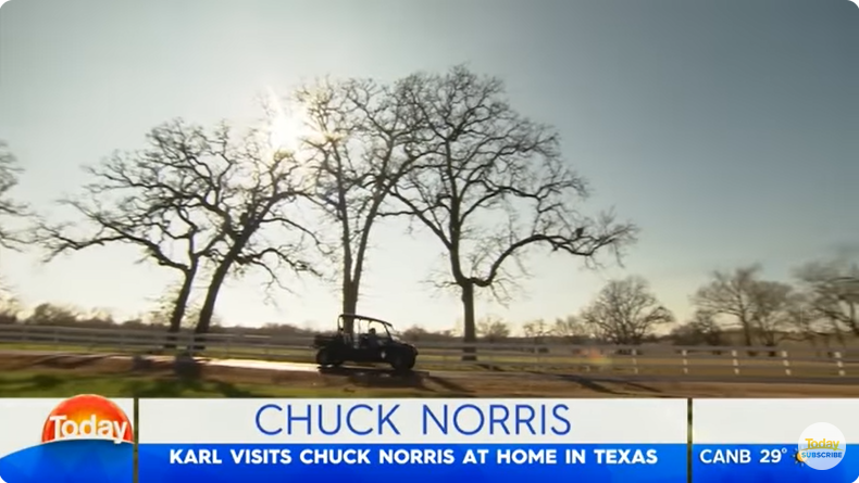 Chuck Norris' Texas ranch, from a video dated July 10, 2018 | Source: Youtube/@TodayShowAU