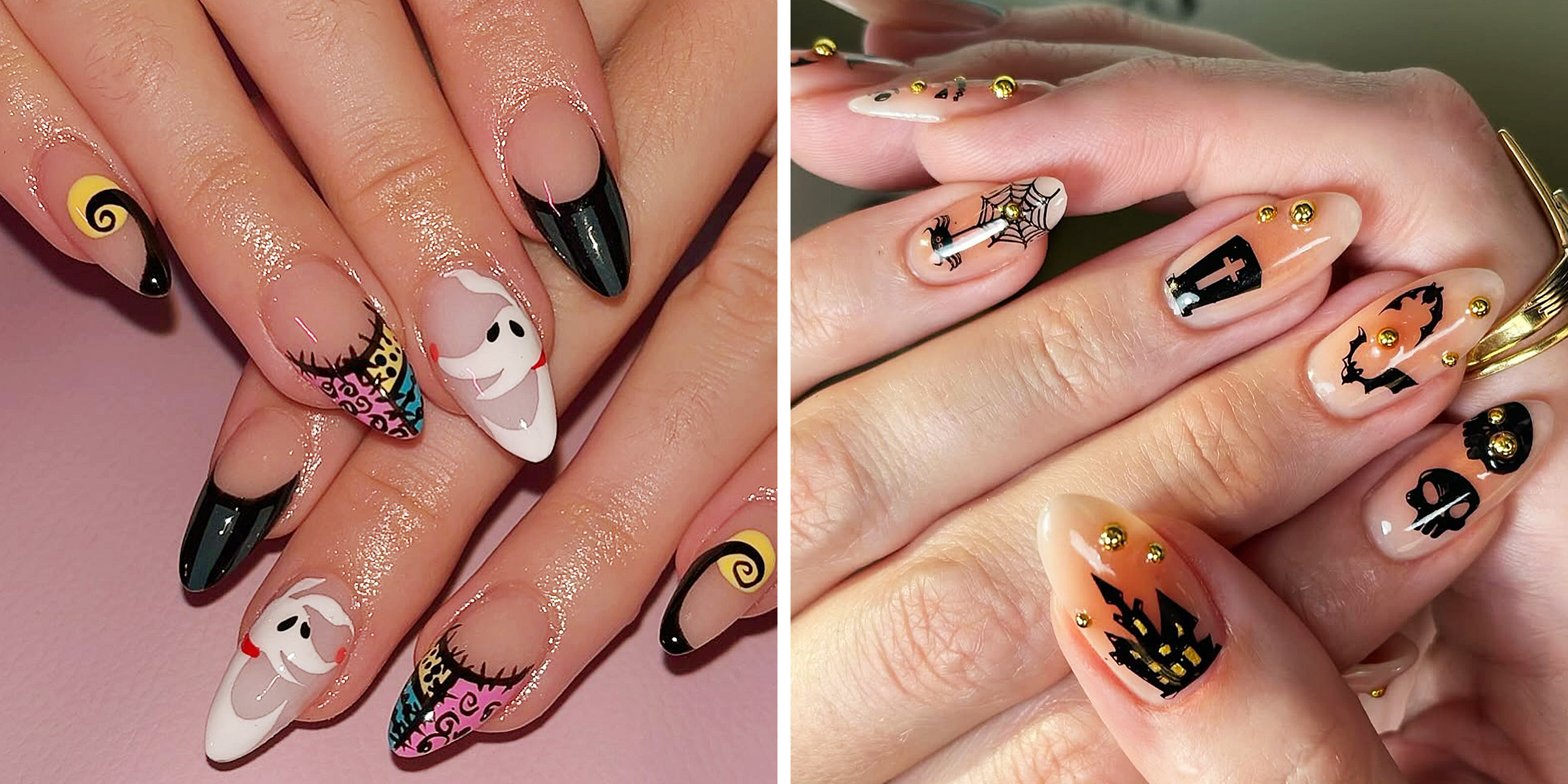 Two sets of Halloween-inspired nails | Source: Instagram/briisnailsss/catethegreatbeauty