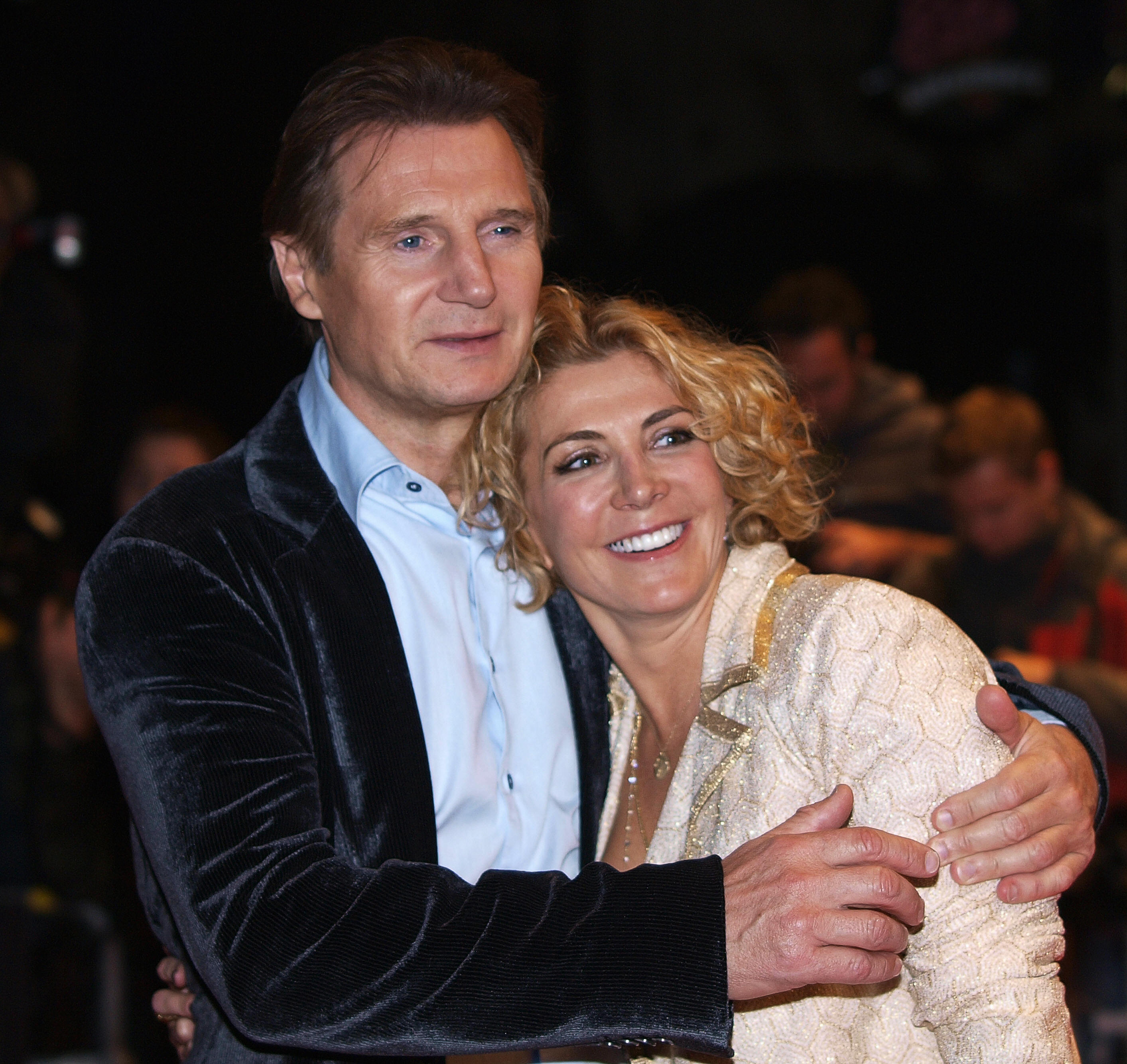 Liam Neeson and Natasha Richardson during the British premiere of his film, "The Other Man," in London on October 17, 2008