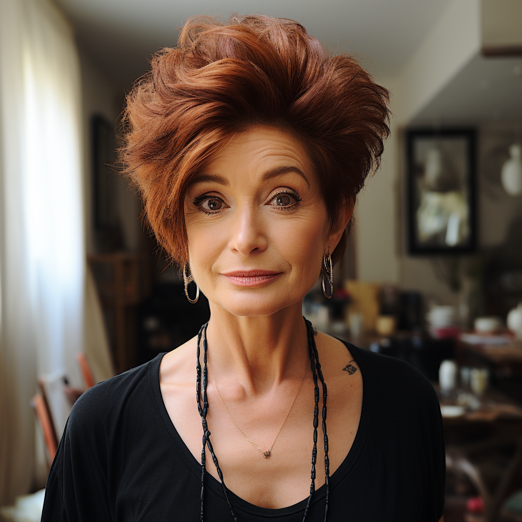 Sharon Osbourne at the age of 73 via AI | Source: Midjourney