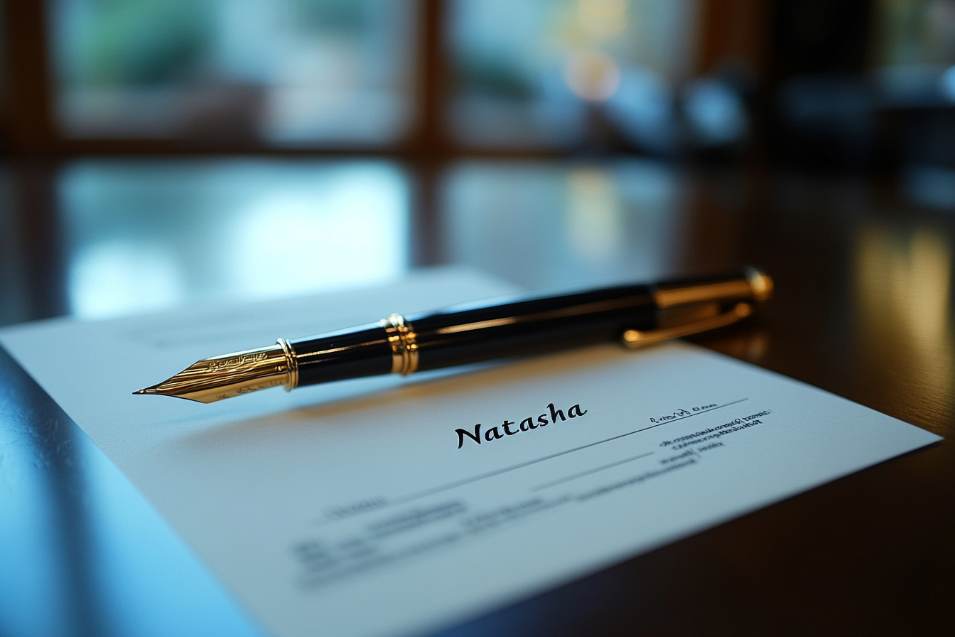 A document with the name Natasha on it | Source: Midjourney