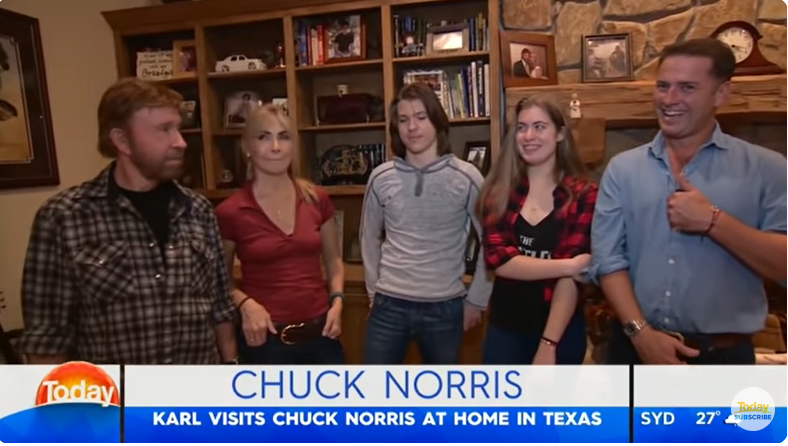 Chuck Norris and his family at the actor's Texas ranch, from a video dated July 10, 2018 | Source: Youtube/@TodayShowAU