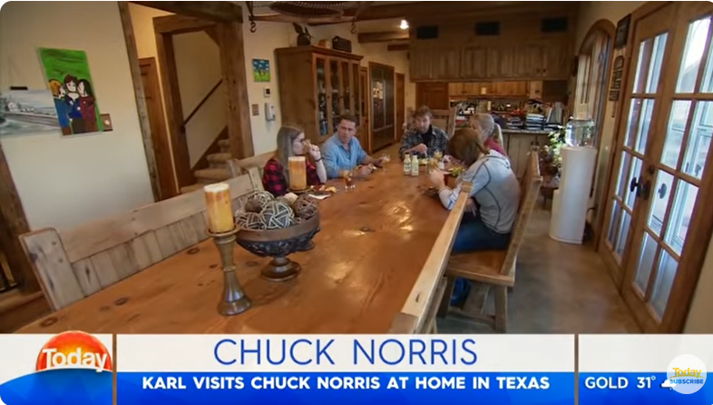 Chuck Norris and his family at the actor's Texas ranch, from a video dated July 10, 2018 | Source: Youtube/@TodayShowAU