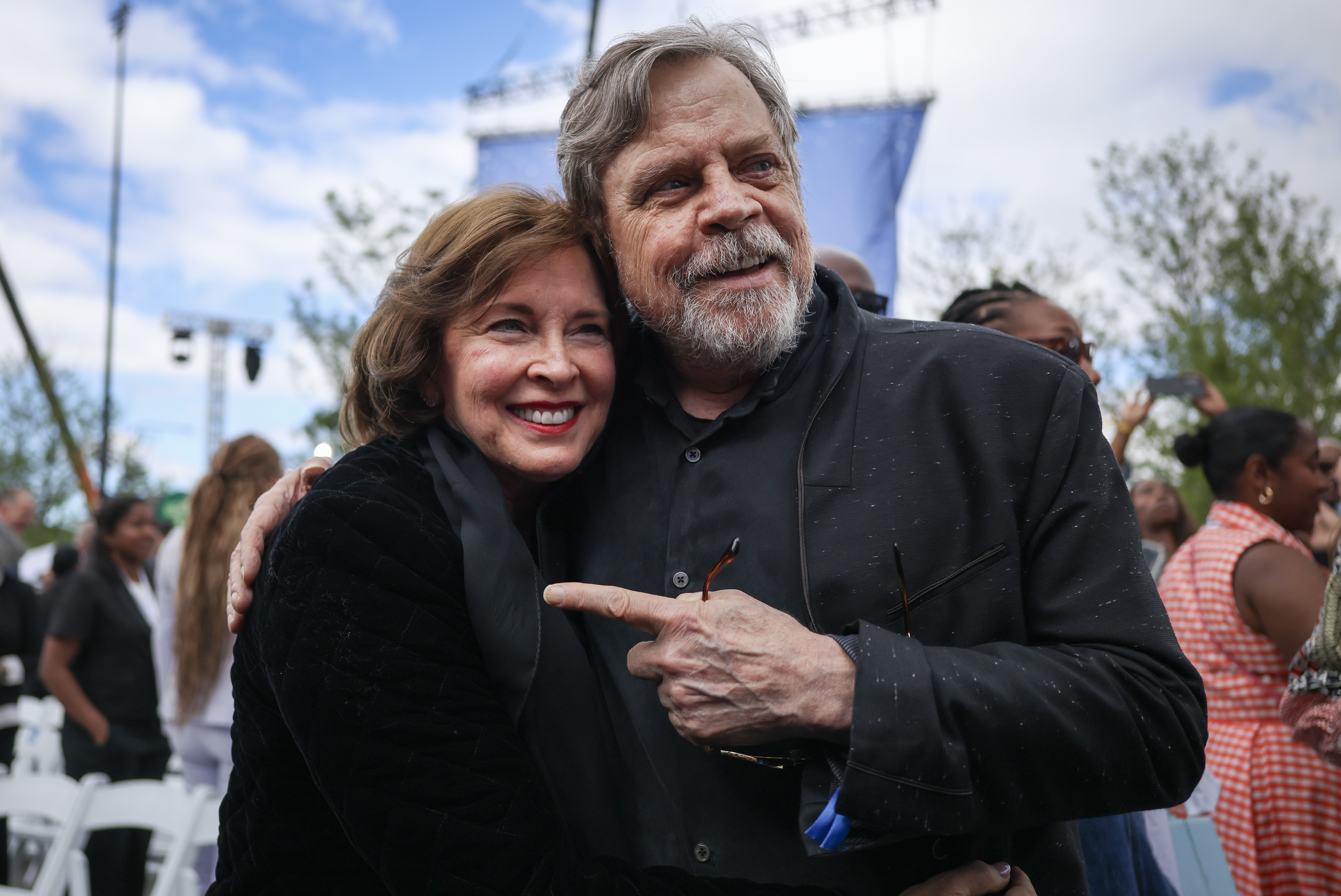 Mark Hamill and his wife, Marilou York, pose for a photo ahead of the dedication ceremony for the opening of the Barack Obama Presidential Center on June 18 in Chicago, Illinois. The couple have been married since 1978 and are approaching their 47th wedding anniversary this December. | Source: Getty Images