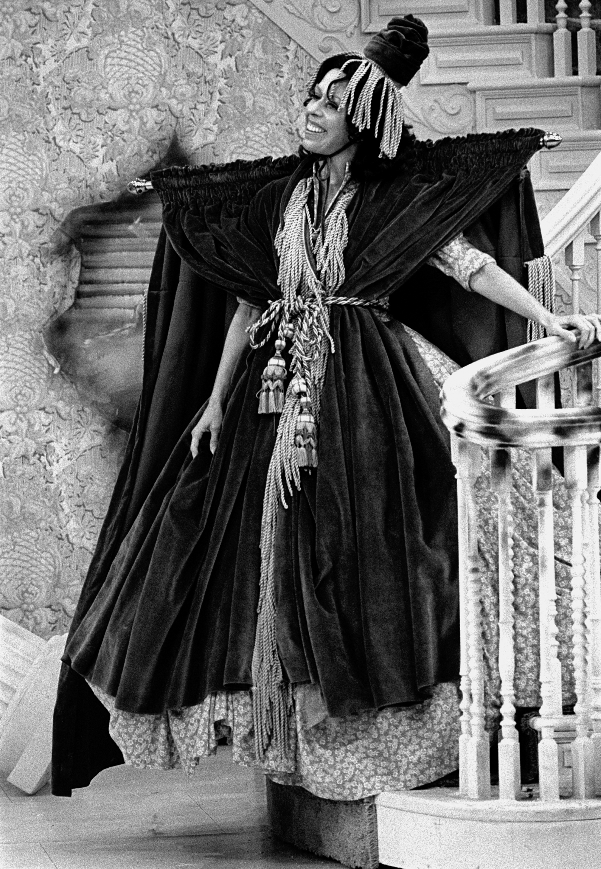 Carol Burnett in a scene from "The Carol Burnett Show," wearing a curtain rod dress designed by Bob Mackie for a "Gone With the Wind" parody | Source: Getty Images