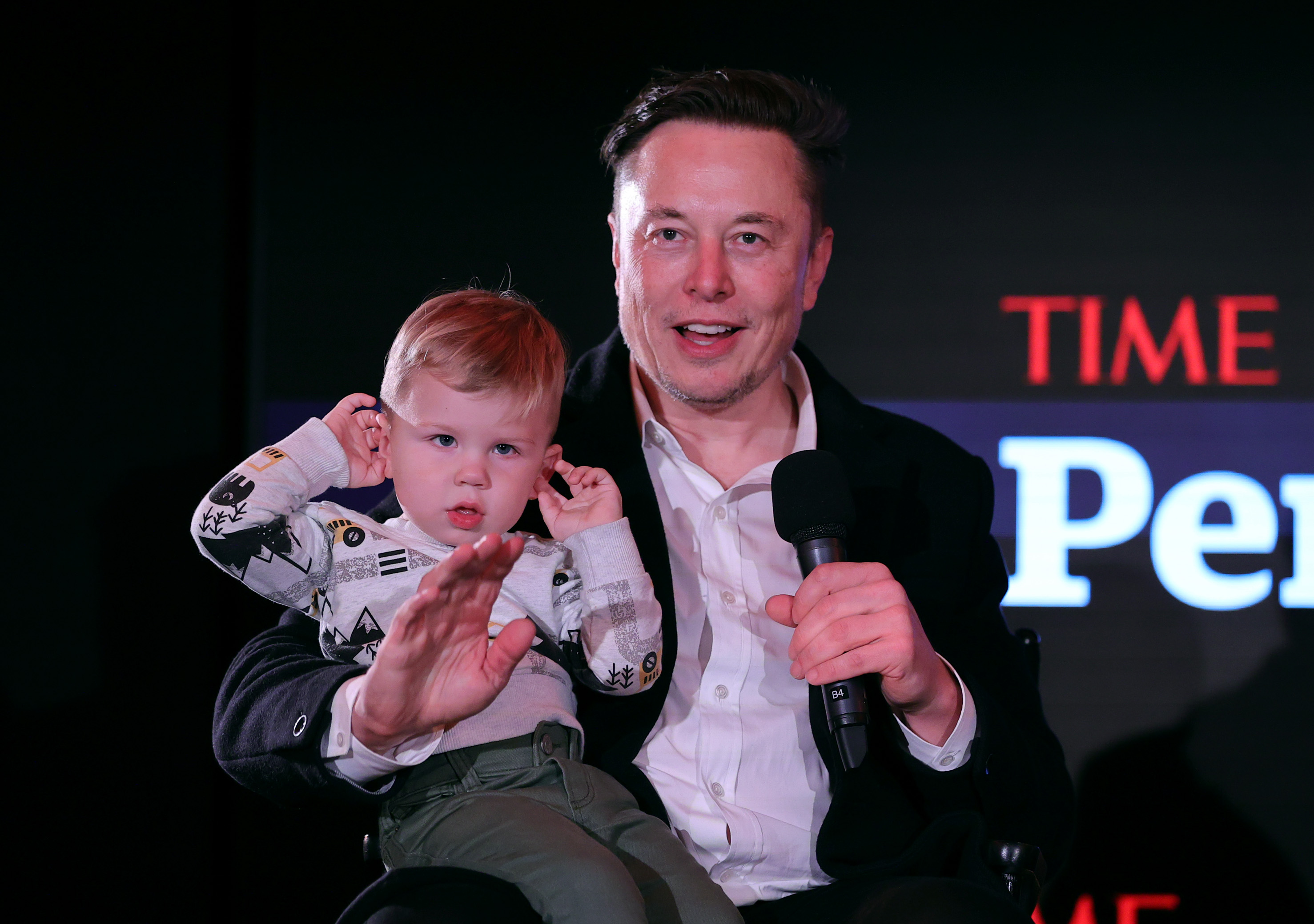Elon Musk and his son, X Æ A-12, onstage at the TIME Person of the Year event on December 13, 2021, in New York. | Source: Getty Image