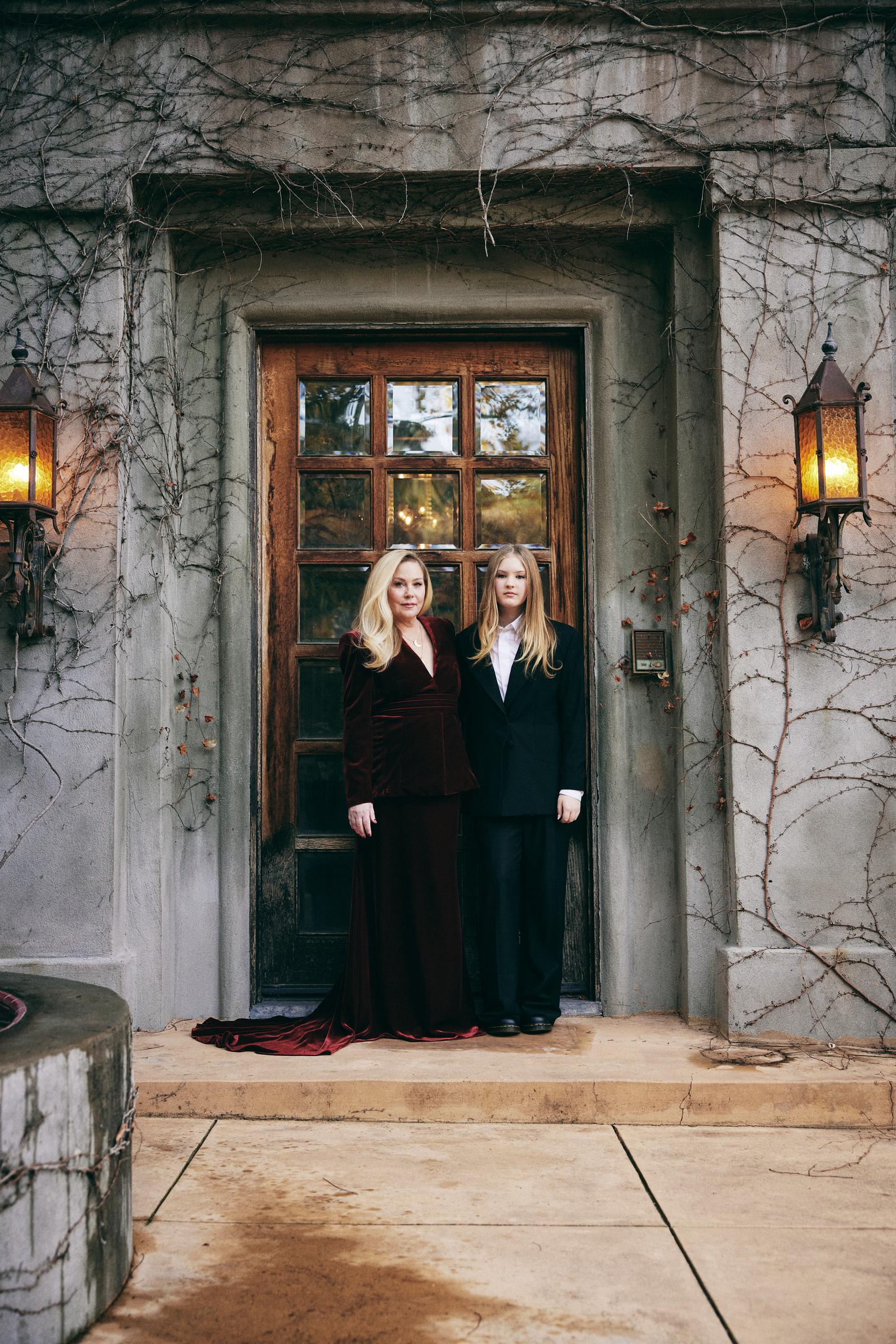 Christina Applegate and Sadie Grace LeNoble posing before attending the 75th Primetime Emmy Awards in Los Angeles, California on January 15, 2024. | Source: Getty Images