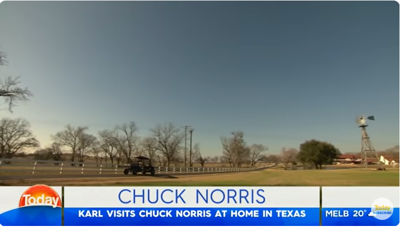 Chuck Norris' Texas ranch, from a video dated July 10, 2018 | Source: Youtube/@TodayShowAU