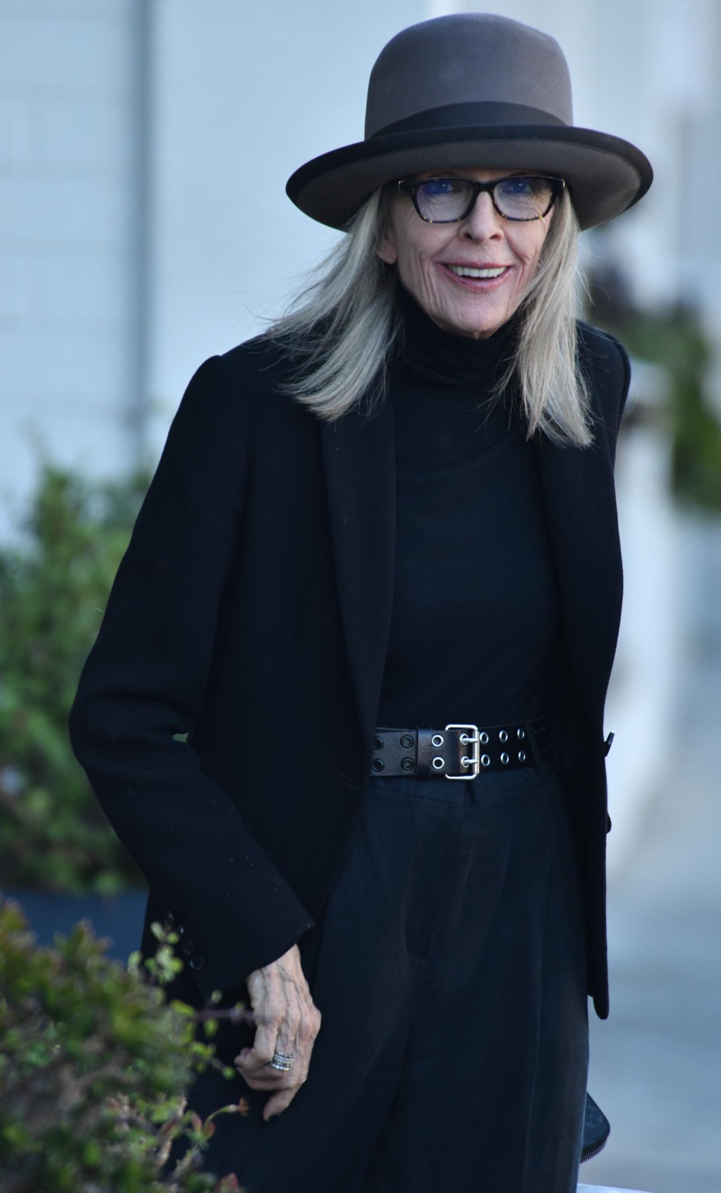 Diane Keaton spotted out in Brentwood, California on August 20, 2024.
