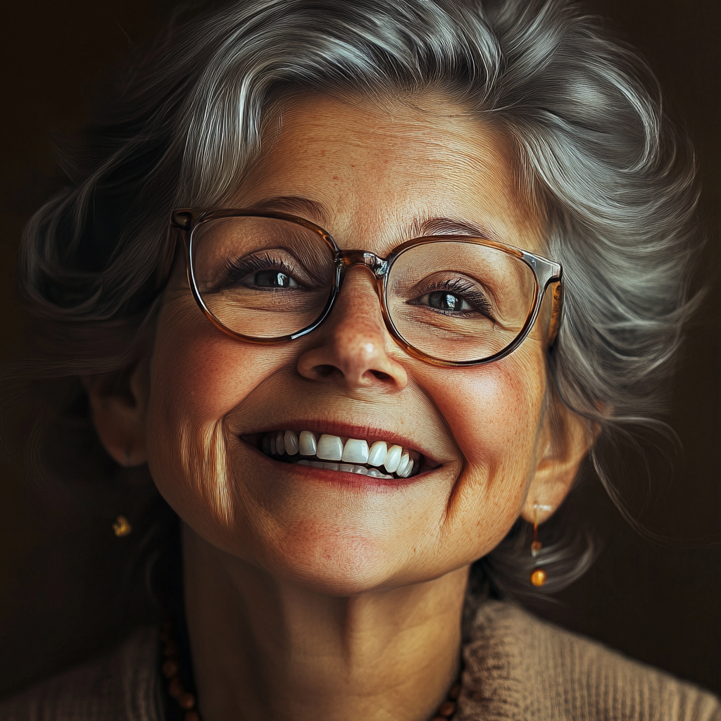 Portrait of a smiling older lady | Source: Midjourney