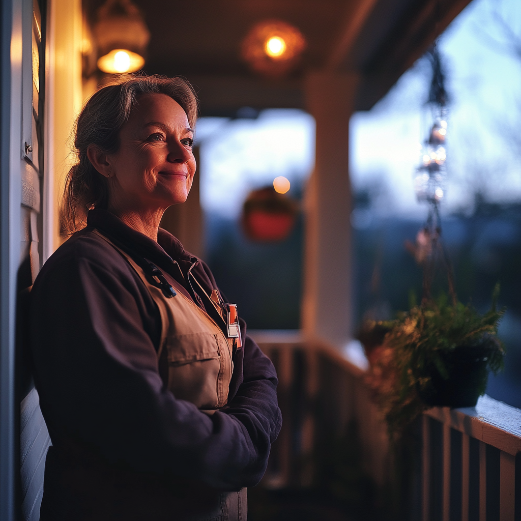 A smiling delivery woman | Source: Midjourney