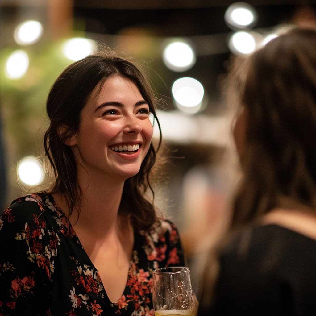 A woman laughing | Source: Midjourney