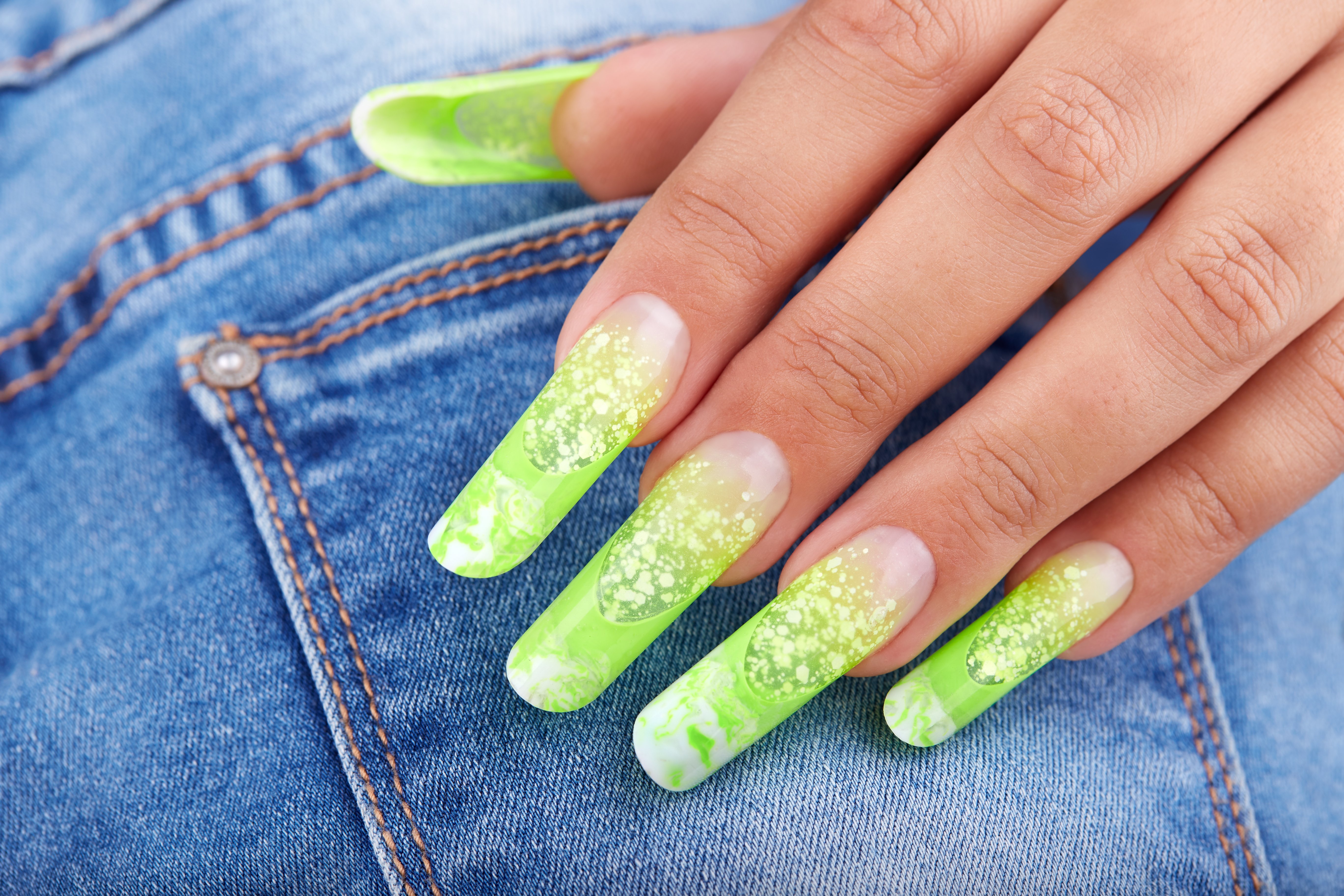 Neon and white manicure. | Source: Getty Images