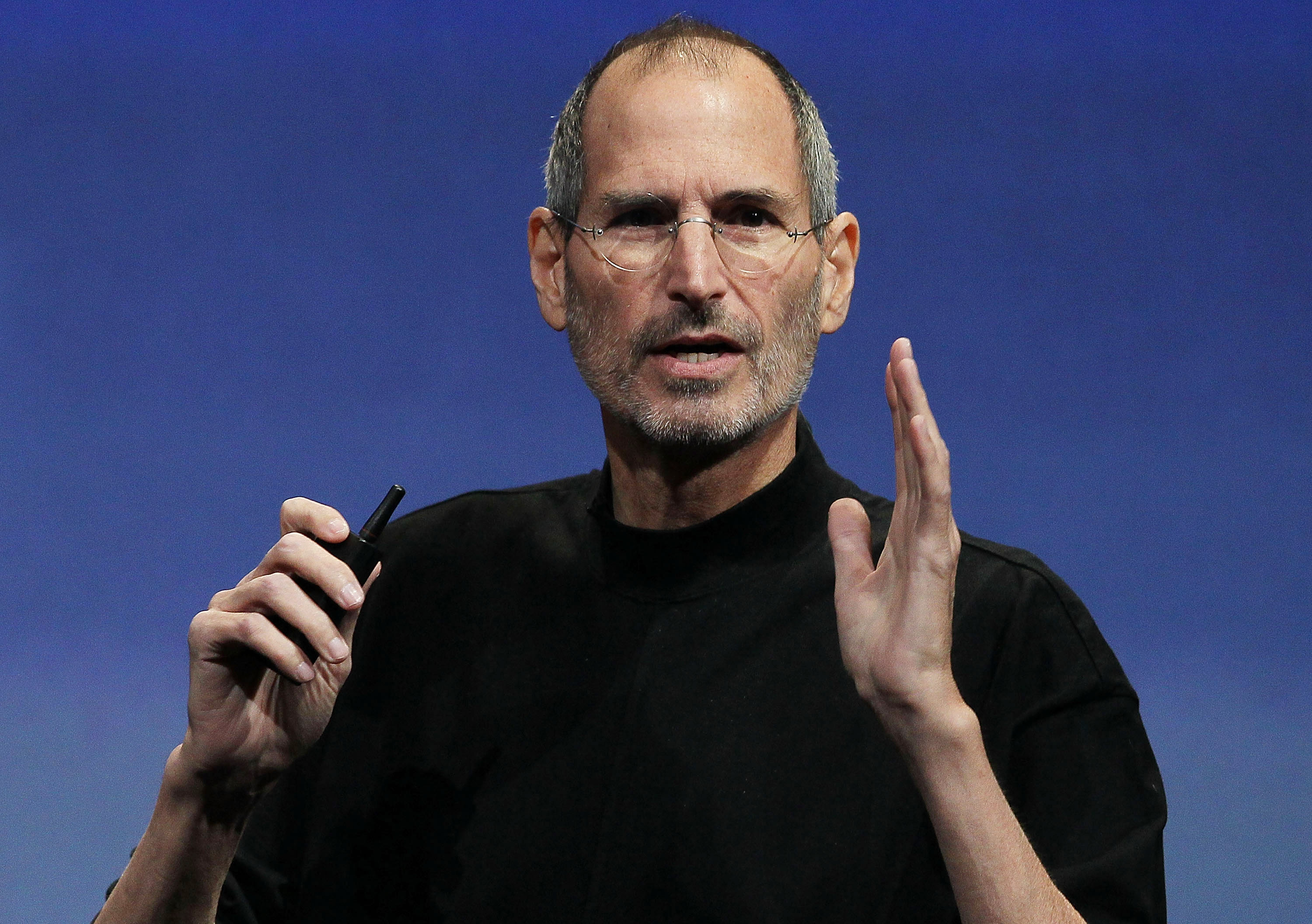 Steve Jobs speaks during an Apple special event on April 8, 2010