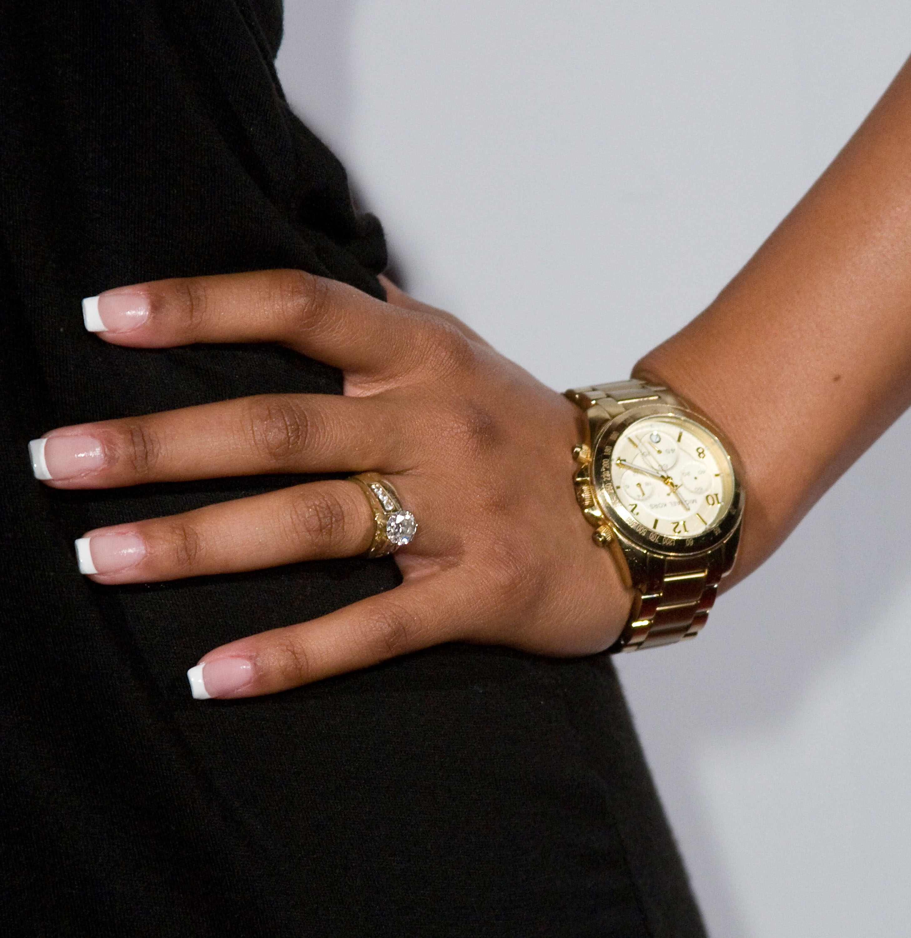 White French tips nails. | Source: Getty Images