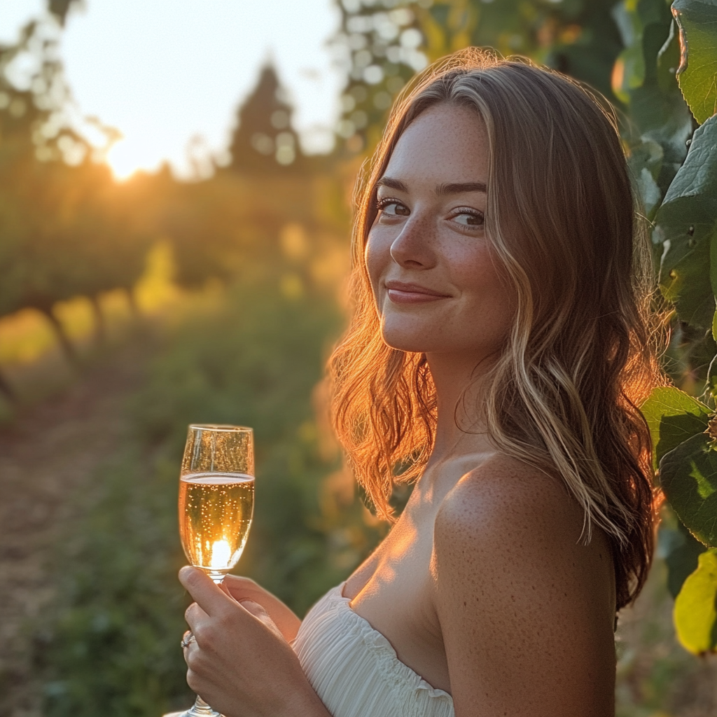 A cunning woman holding a glass of champagne | Source: Midjourney