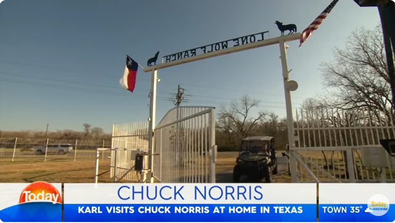 Chuck Norris' Texas ranch, from a video dated July 10, 2018 | Source: Youtube/@TodayShowAU