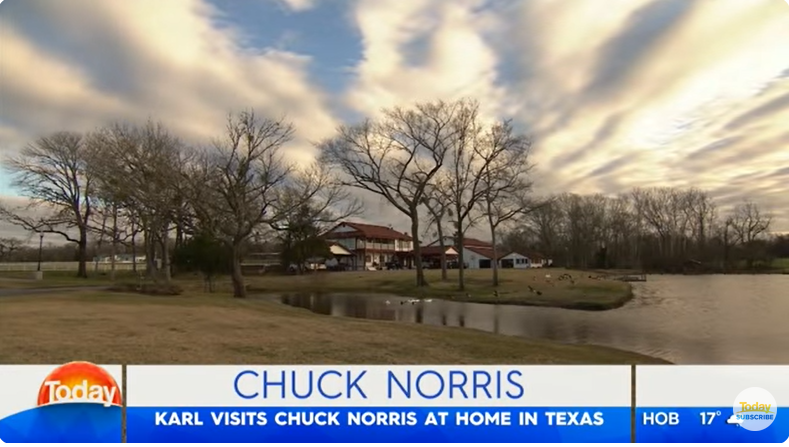 Chuck Norris' Texas ranch, from a video dated July 10, 2018 | Source: Youtube/@TodayShowAU