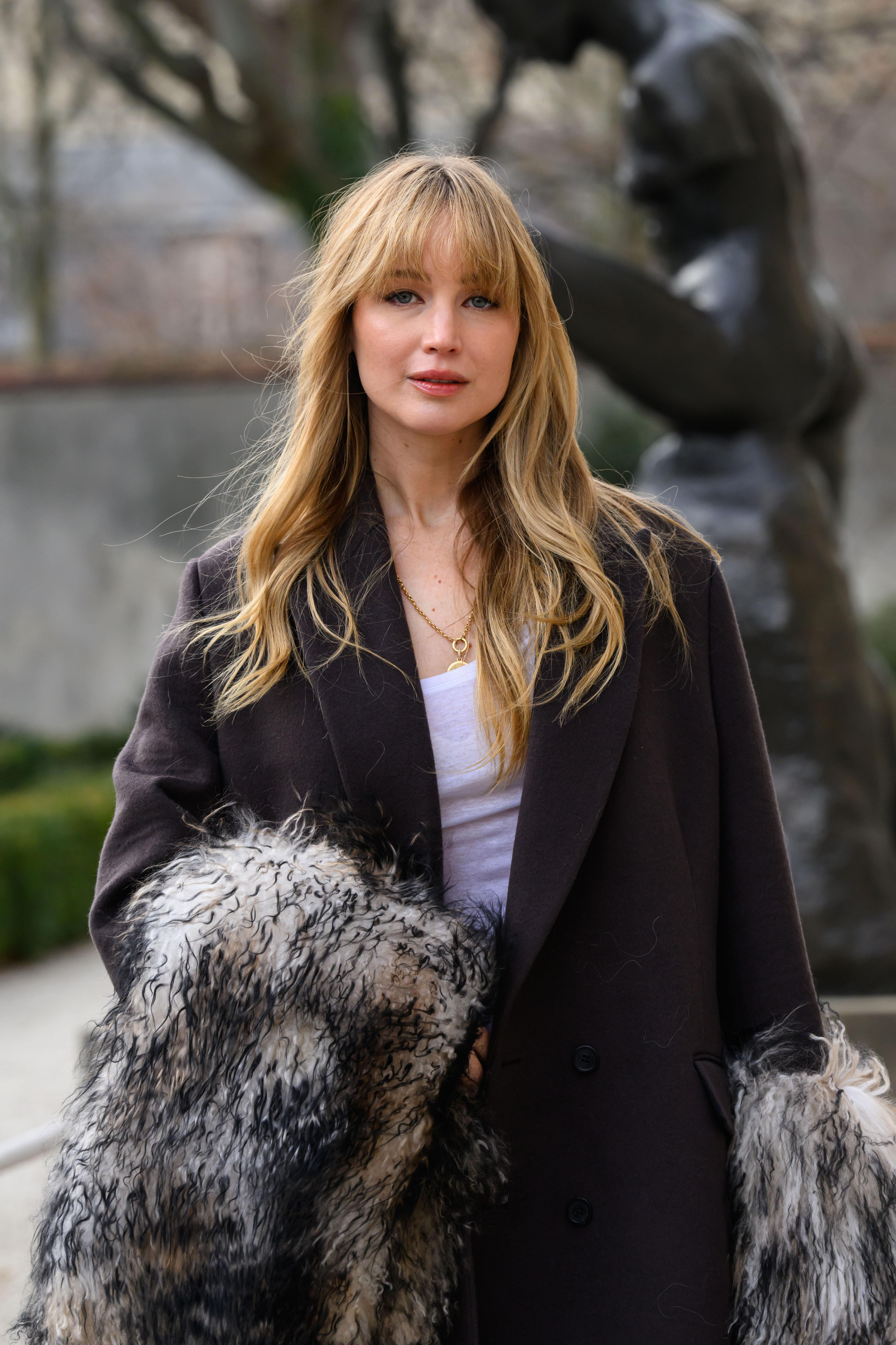 Jennifer Lawrence wearing Dior at the Christian Dior Haute Couture Week Spring/Summer 2026 show as part of Paris Fashion Week on January 26, 2026 | Source: Getty Images