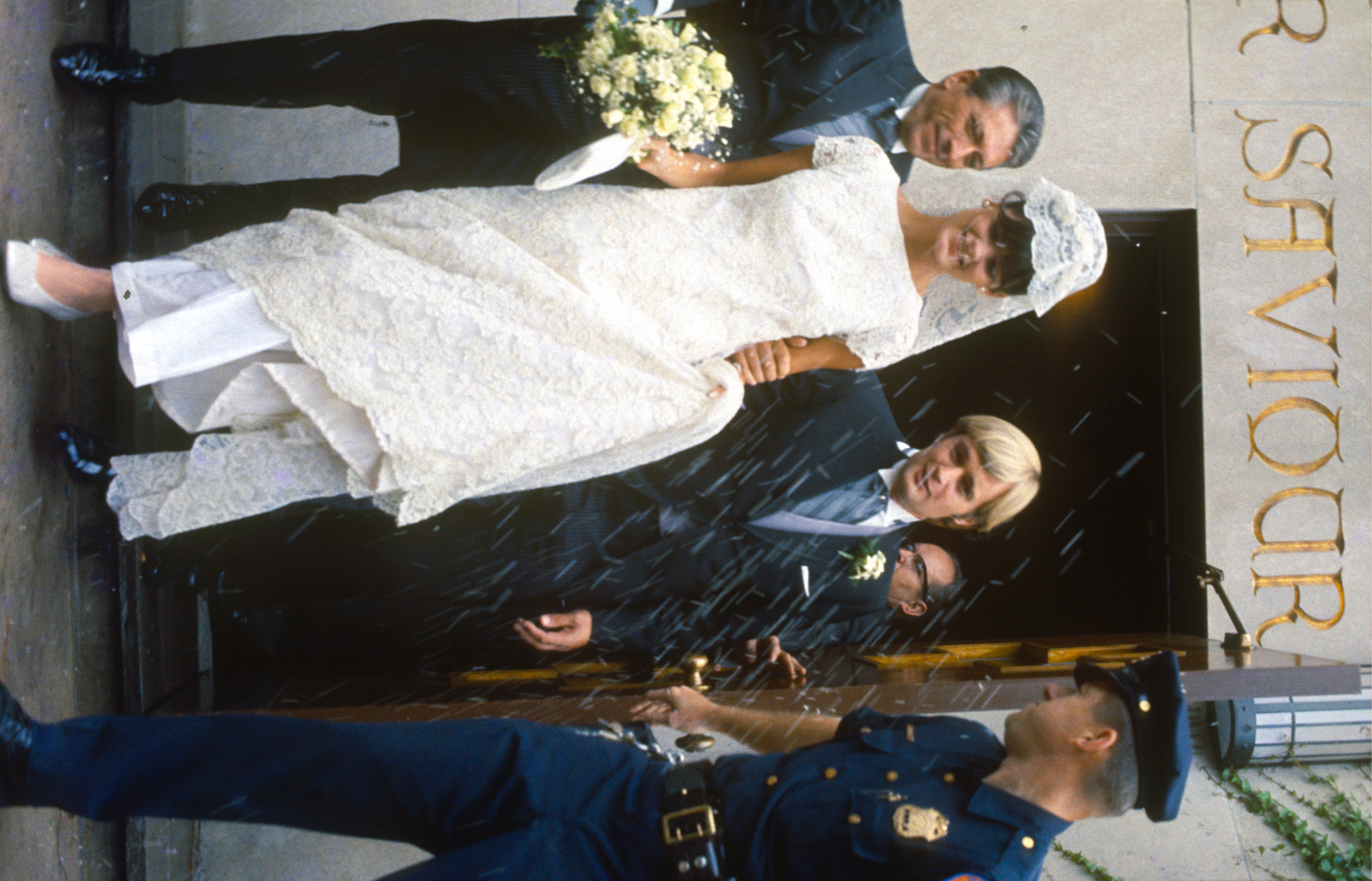 David McCallum and Katherine Carpenter leave their New York wedding on September 16, 1967, the same year his marriage to Jill Ireland ended. | Source: Getty Images