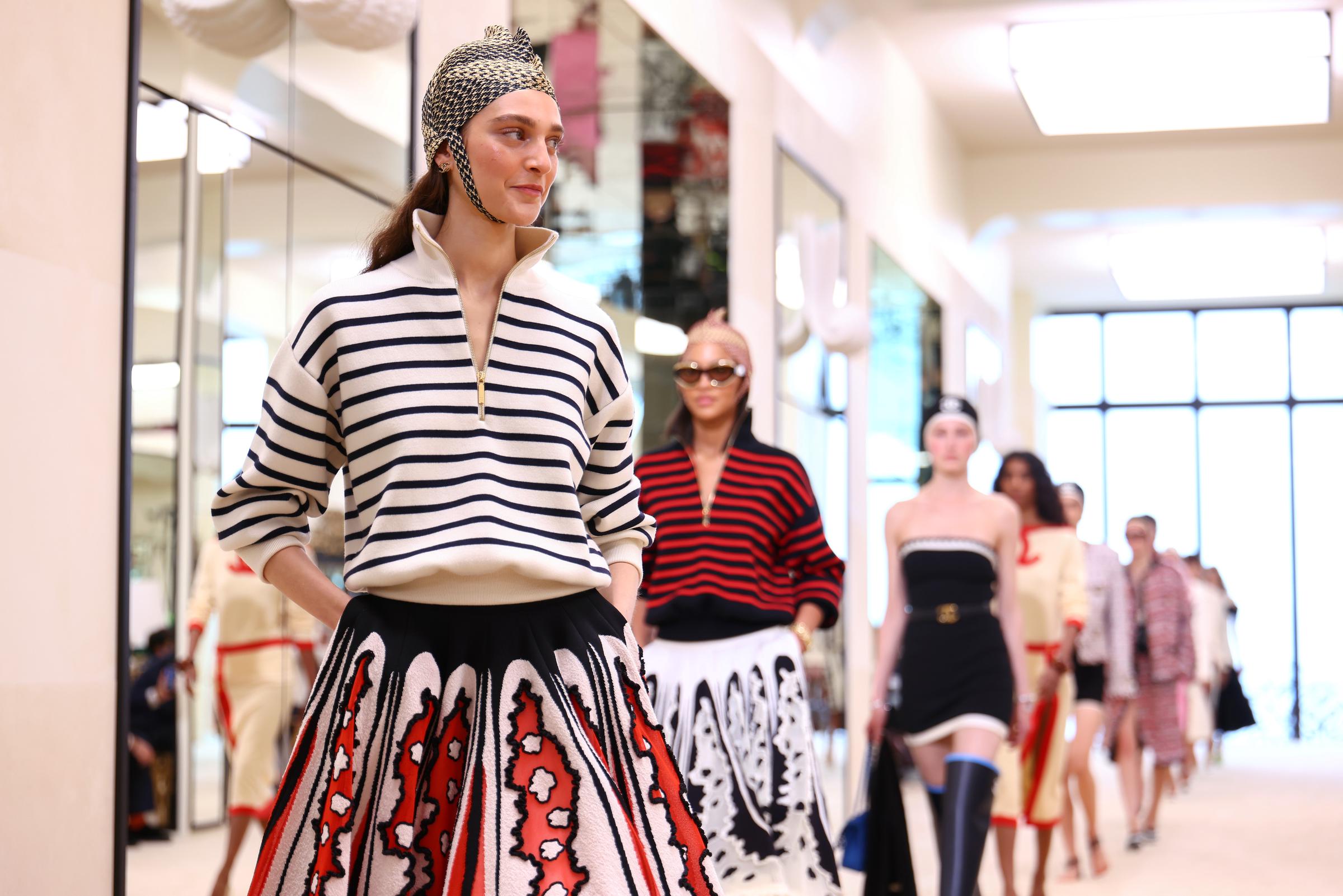 Models on the runway during the Chanel Cruise 2026/27 on April 28, 2026 in Biarritz, France | Source: Getty Images