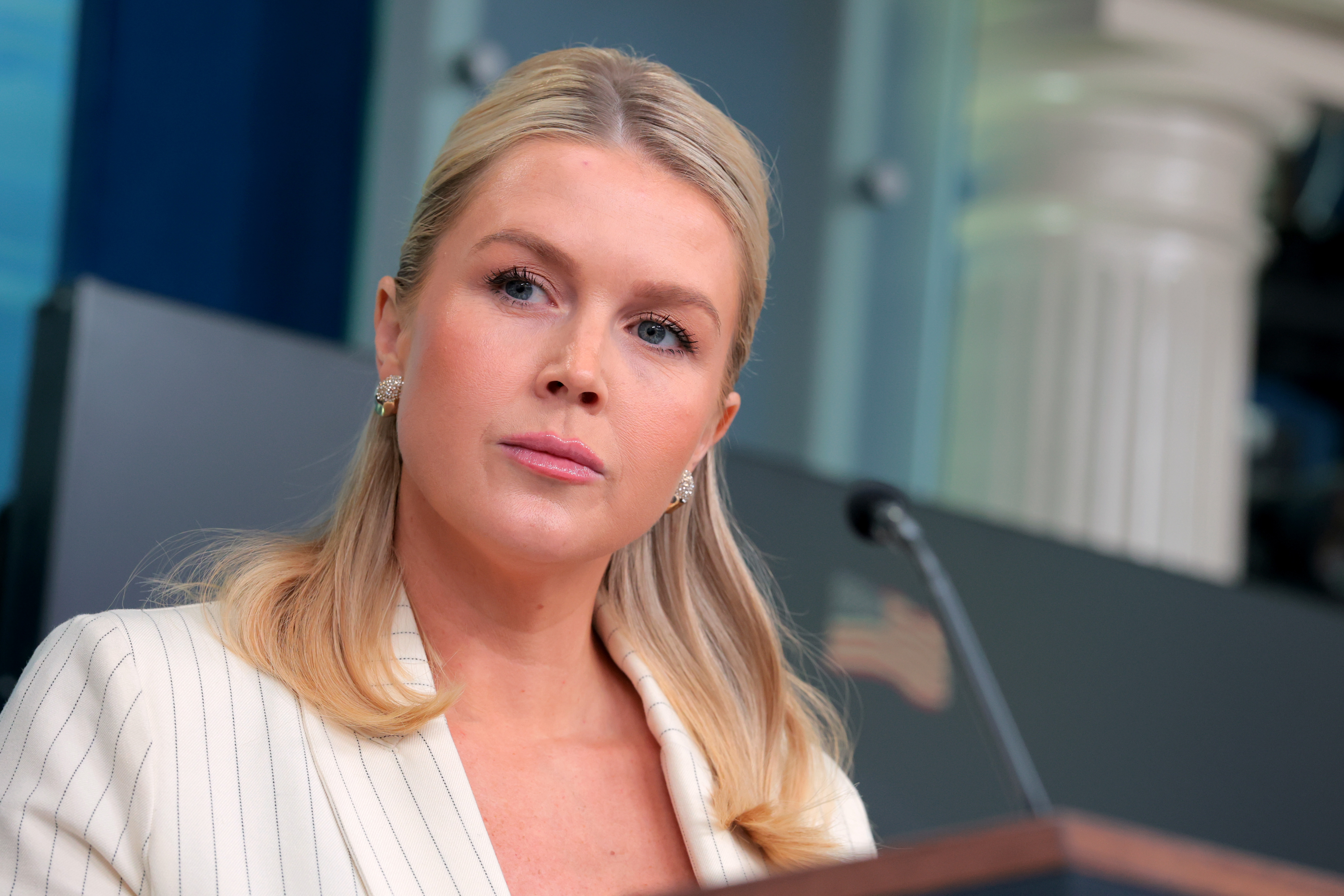 Karoline Leavitt speaks during a news briefing at the White House on February 10, 2026 | Source: Getty Images