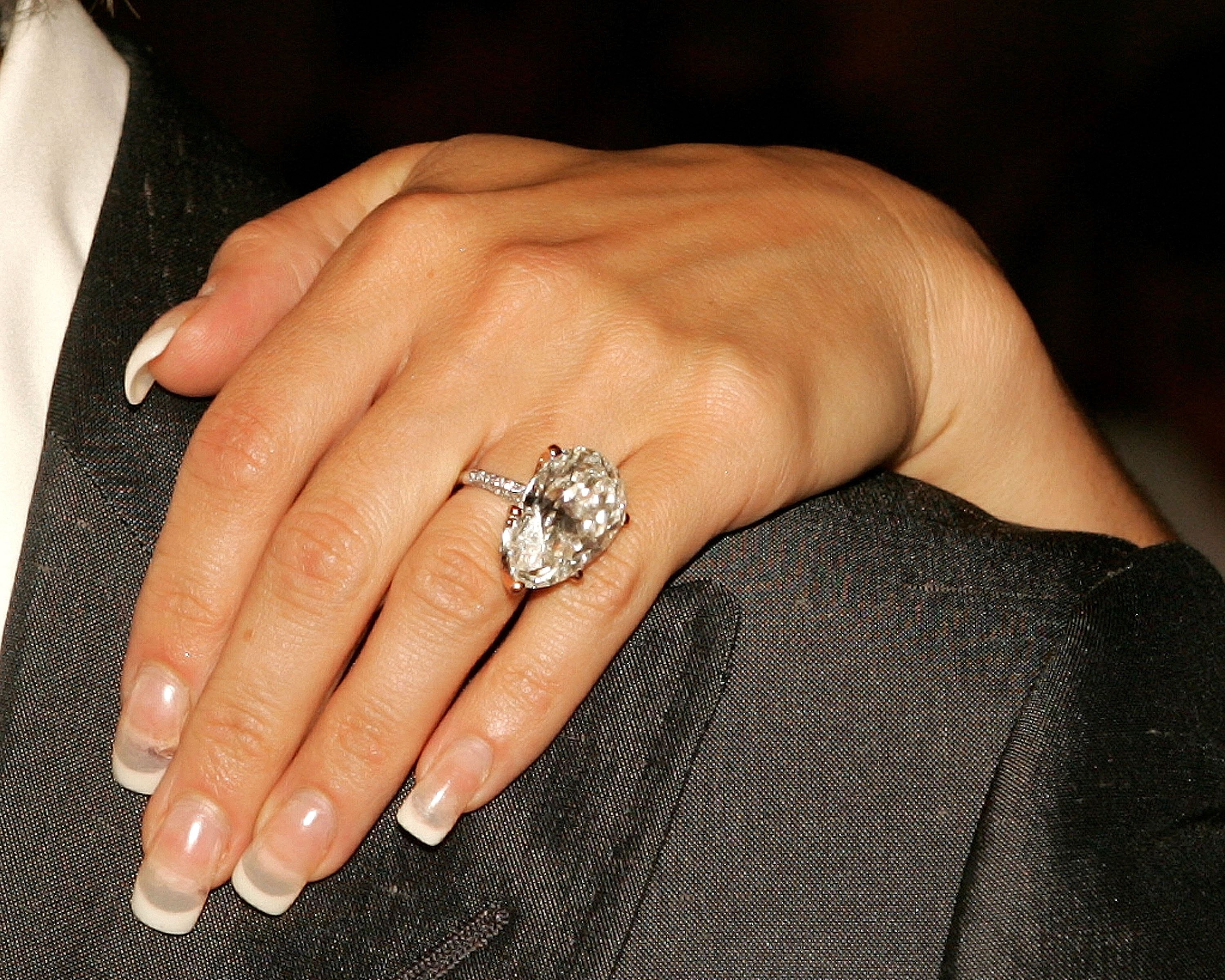 A close-up of Victoria Beckham's ring at "The David Beckham Academy" launch party on June 3, 2005, in Beverly Hills | Source: Getty Images