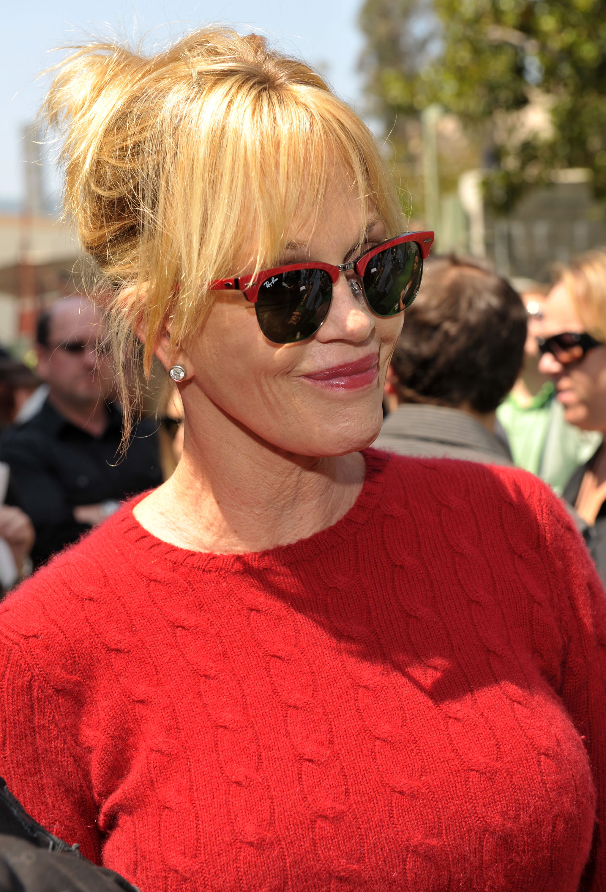Actress Melanie Griffith arrives at the "Shrek Forever After" Los Angeles premiere held at Gibson Amphitheatre on May 16, 2010, in Universal City, California.