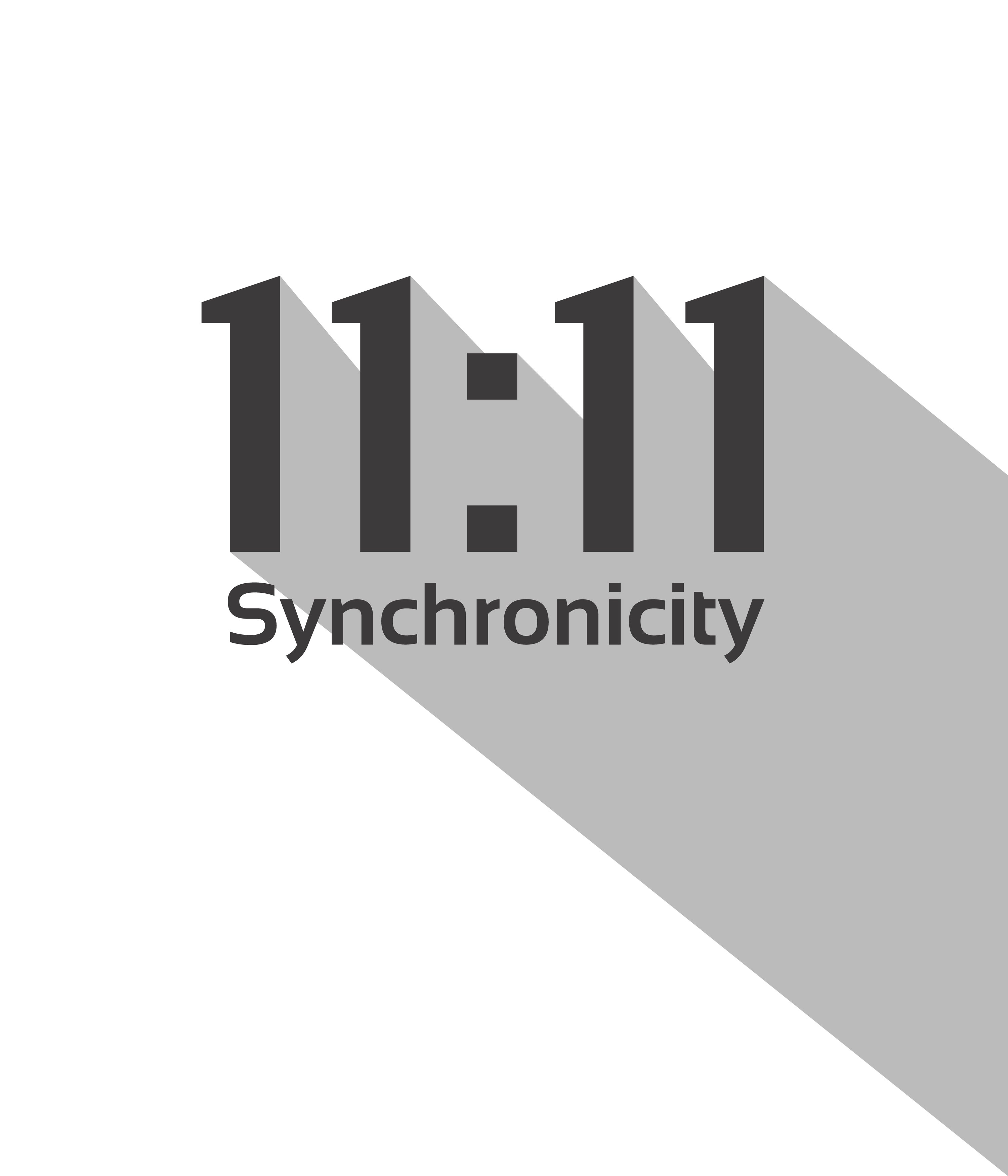 An image depicting the angel number 11:11, with the text "Syncronicity" underneath | Source: Shutterstock
