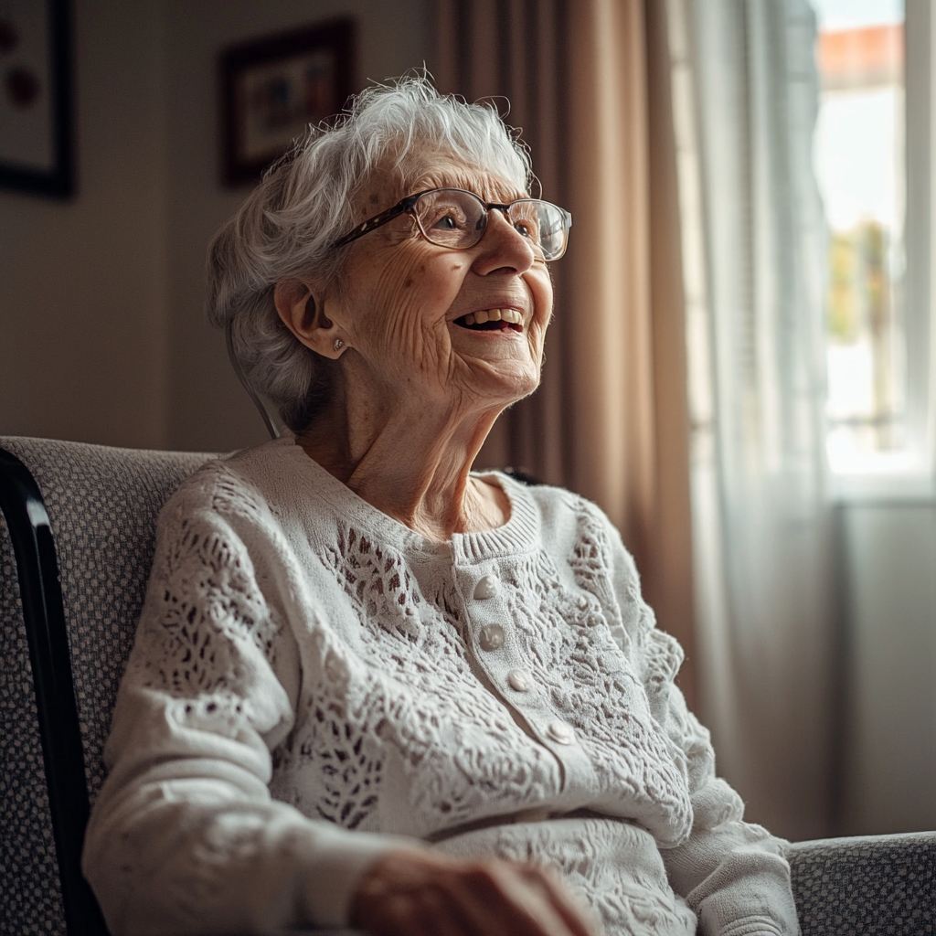 An elderly woman pleasantly surprised by something | Source: Midjourney