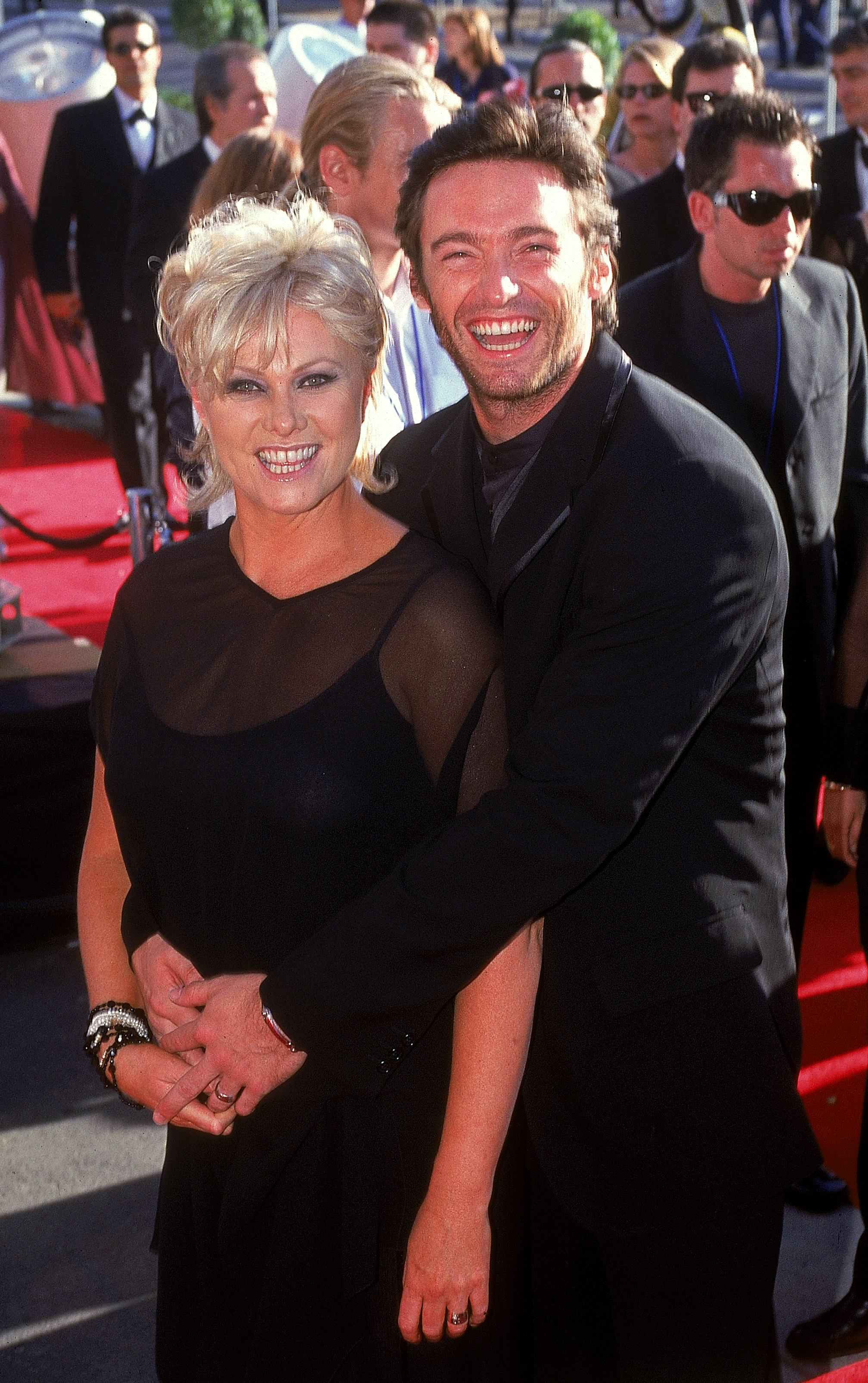 Actor Hugh Jackman (R) and his wife Deborra-Lee Furness at the Fox Studios gala opening held at Fox Studios on November 2, 1999 in Sydney, Australia | Source: Getty Images