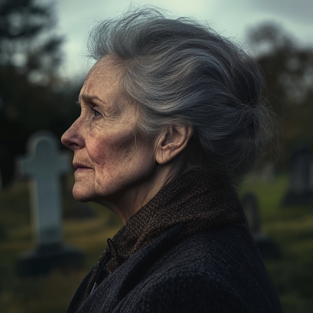 A bitter woman on a graveyard | Source: Midjourney