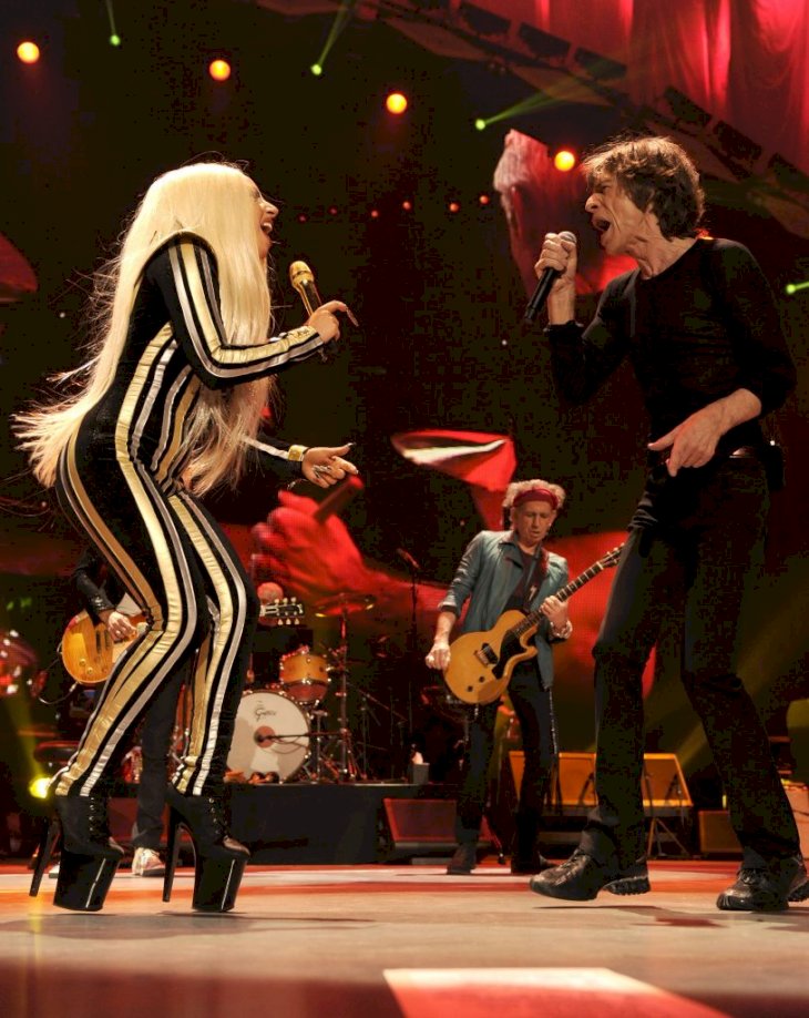 NEWARK, NJ - DECEMBER 15: Lady Gaga and Mick Jagger of The Rolling Stones performs at the Prudential Center on December 15, 2012 in Newark, New Jersey. (Editorial Use Only) The Rolling Stones concert is being telecast live worldwide via pay-per-view at 9pm EST/6pm PST. (EDITORIAL USE ONLY) (Photo by Kevin Mazur/WireImage)