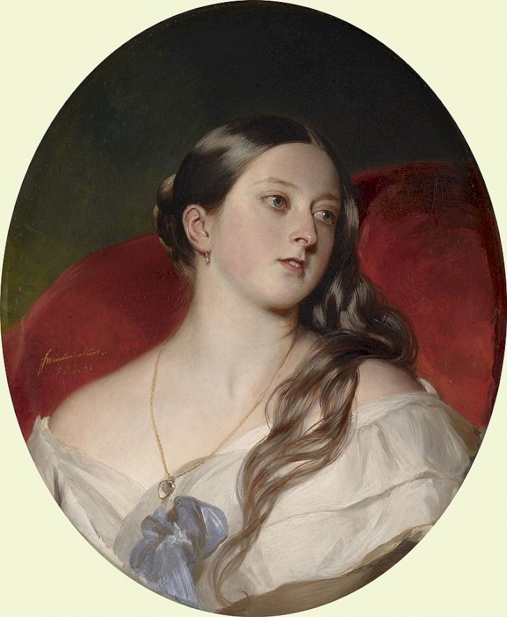  Franz Xaver Winterhalter artist QS:P170,Q168659, Winterhalter - Queen Victoria 1843, marked as public domain, more details on Wikimedia Commons 