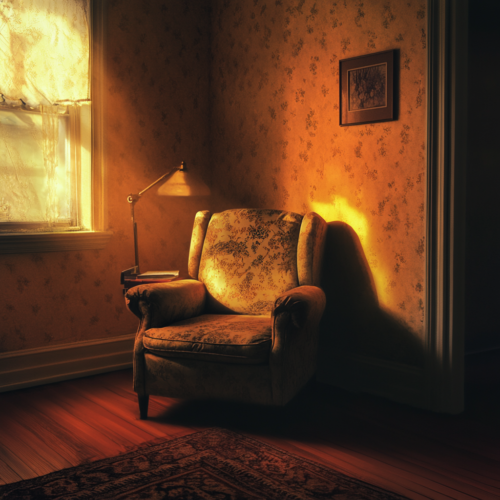 An empty armchair in a room | Source: Midjourney