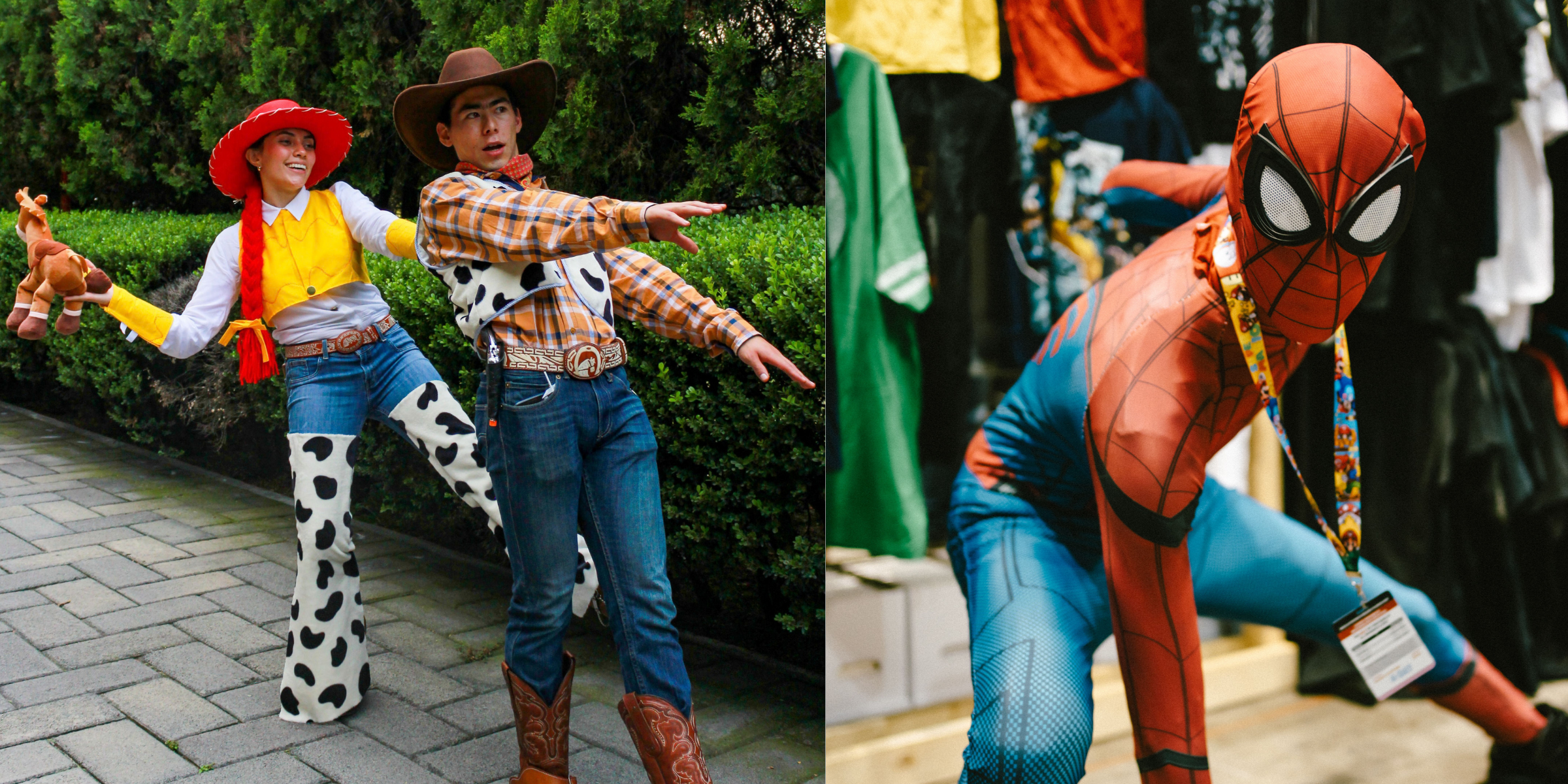 People dressed as "Toy Story" characters and Spider-Man | Source: Pexels