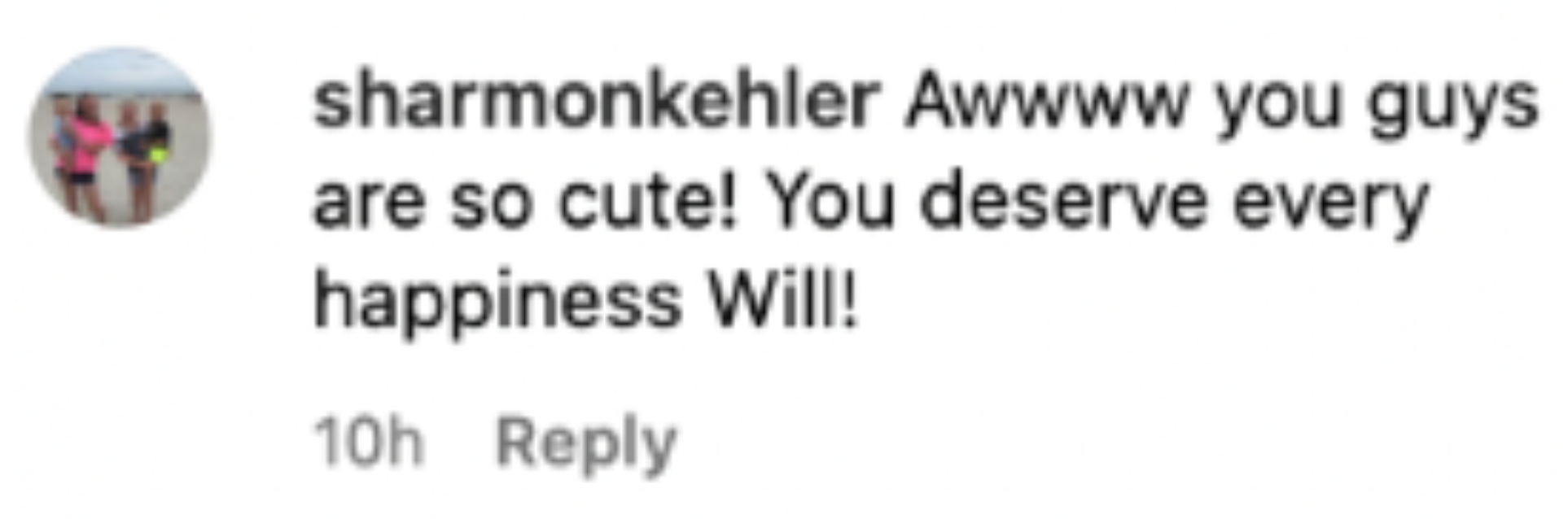 A comment left under a photo of Will Reeve and his girlfriend, Amanda Dubin, in April 2023 | Source: instagram.com/willreeve_/