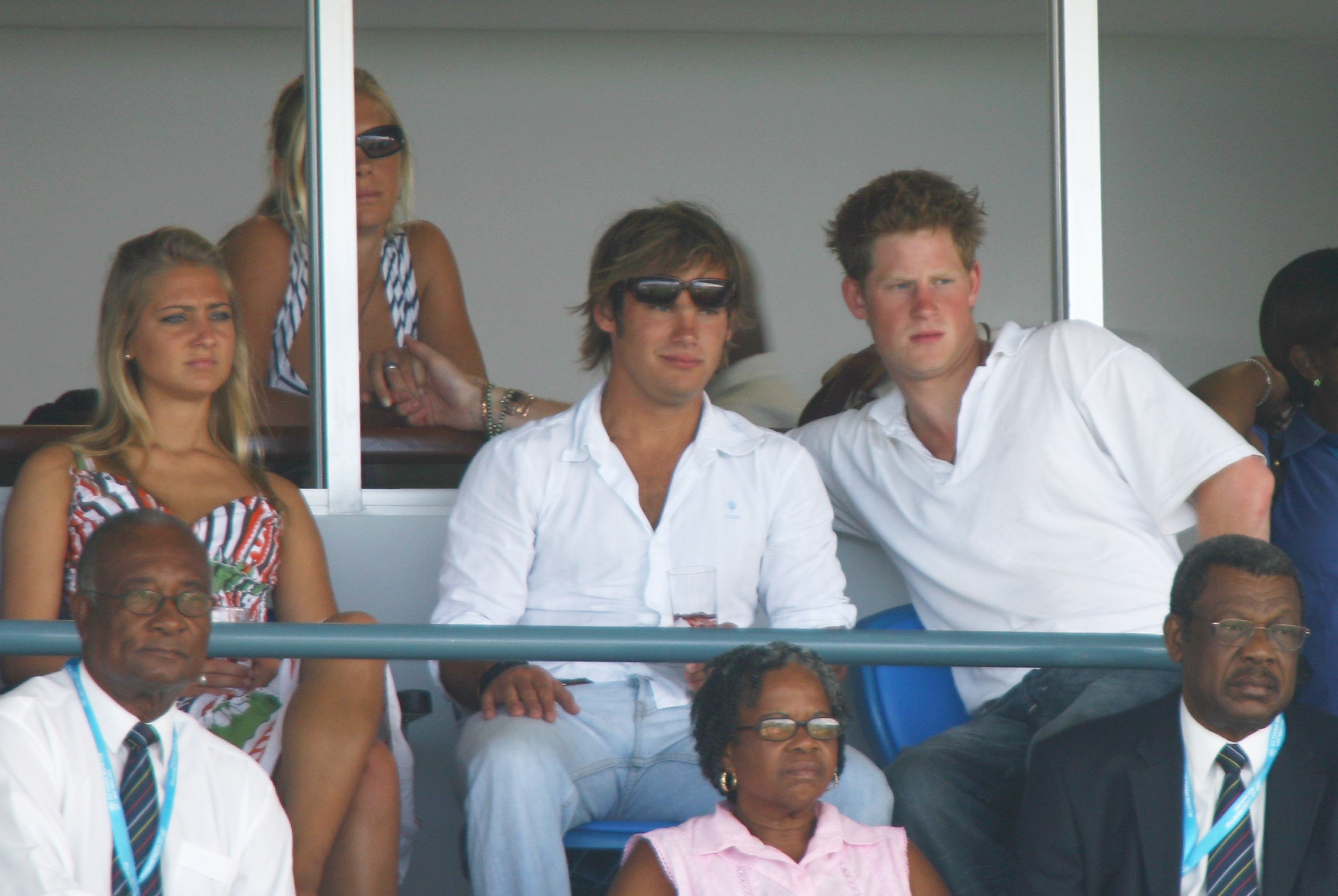 Prince Harry and Chelsy Davy look on during the ICC Cricket World Cup Super Eights match between England and Bangladesh at the Kensington Oval on April 11, 2007 in Bridgetown, Barbados. | Source: Getty Images